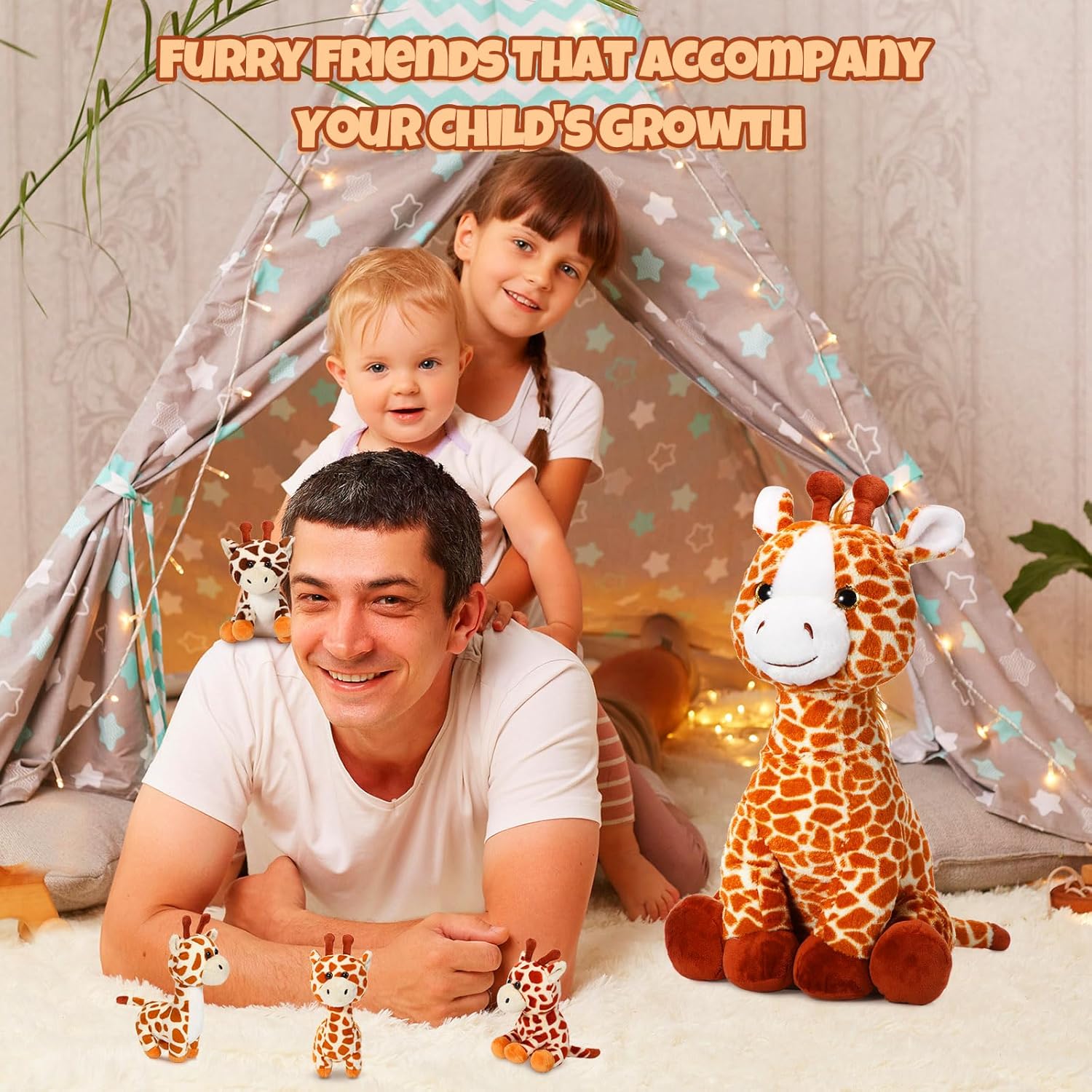 Honoson 5 Pcs Giraffe Plush Set with Babies