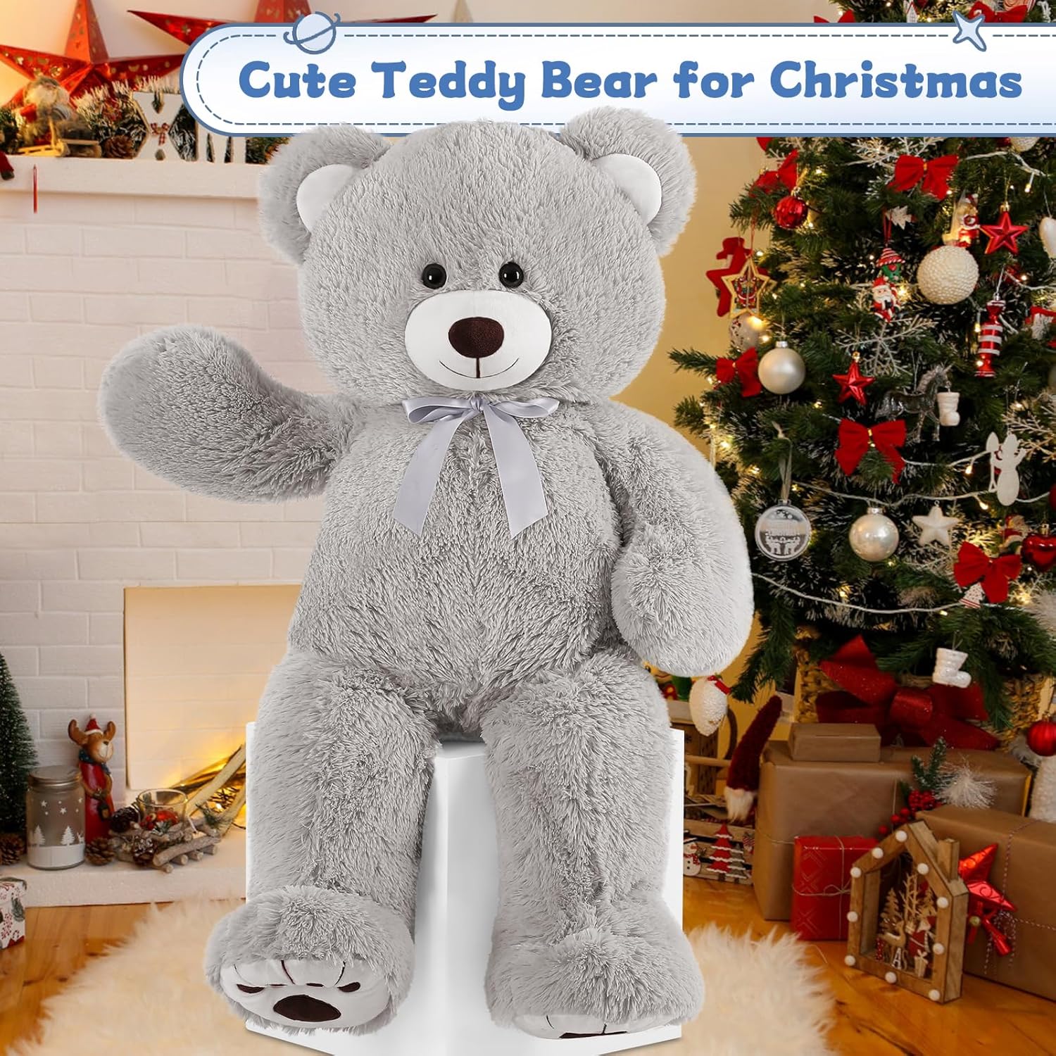 MorisMos 36in Giant Gray Teddy Bear Plush Toy