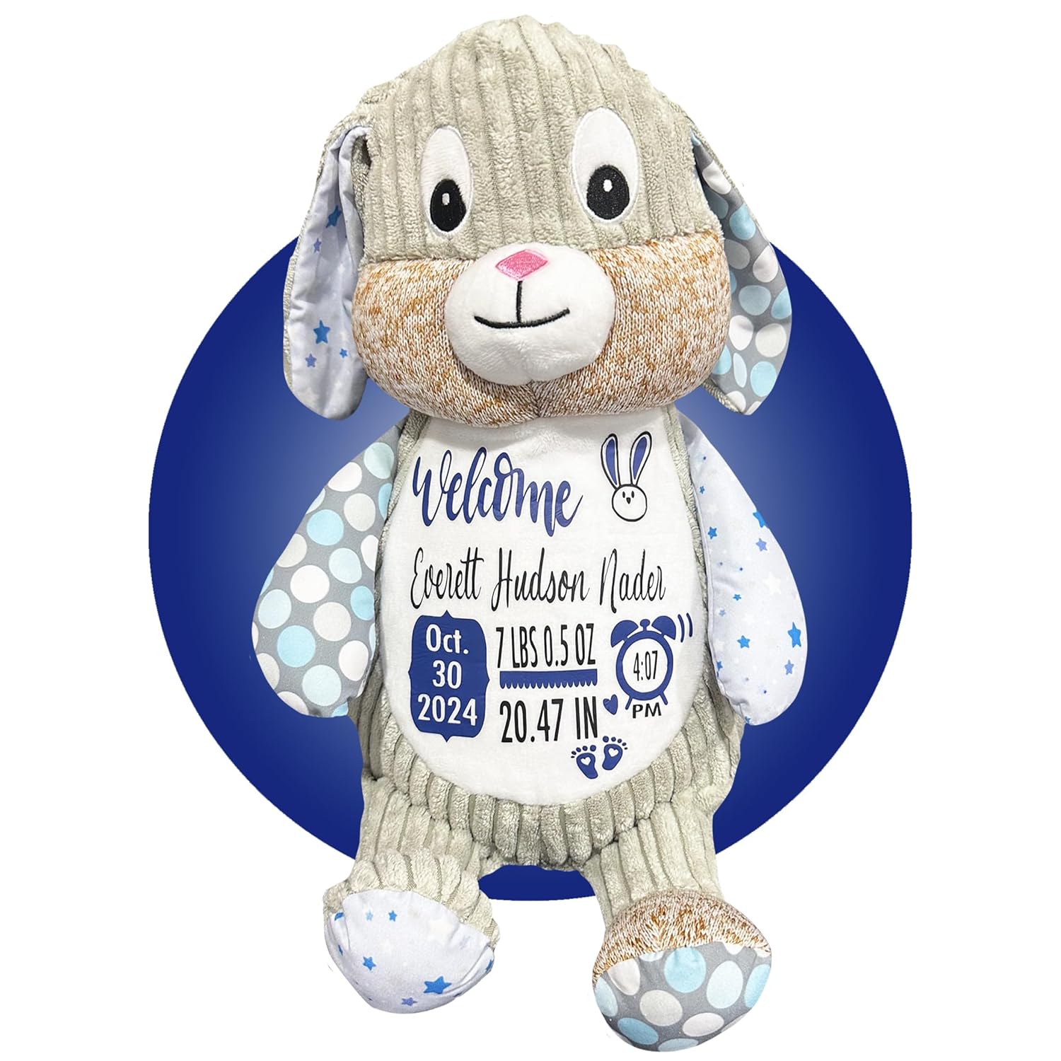 Baby Birth Stats Plush - Starry Night Bunny