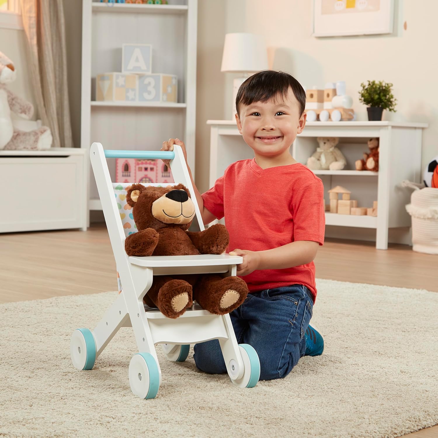 Melissa Doug Mine to Love Wooden Stroller for Dolls