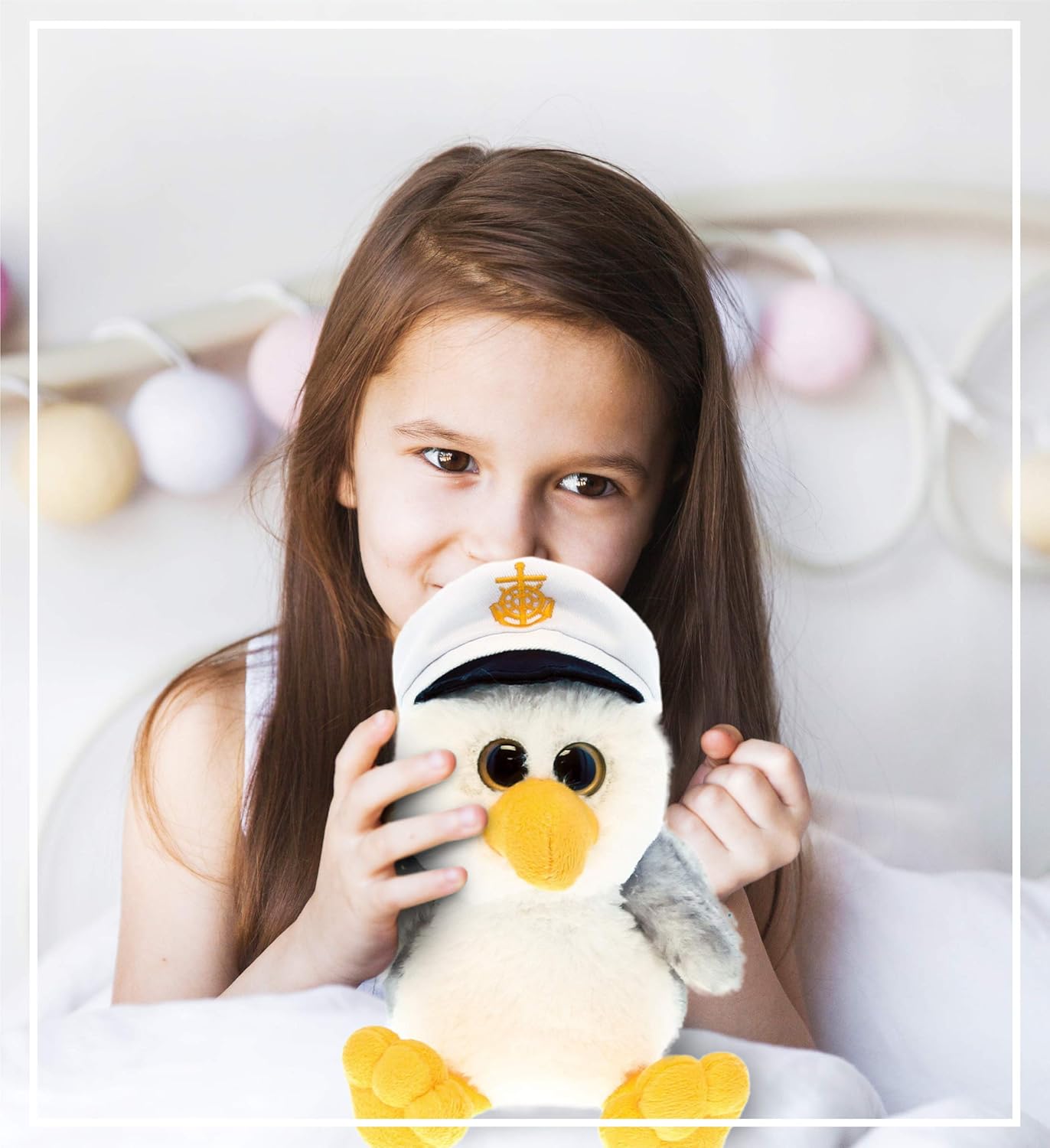 DolliBu Plush Seagull Sailor - 8 Inch Huggable Gray Stuffed Animal