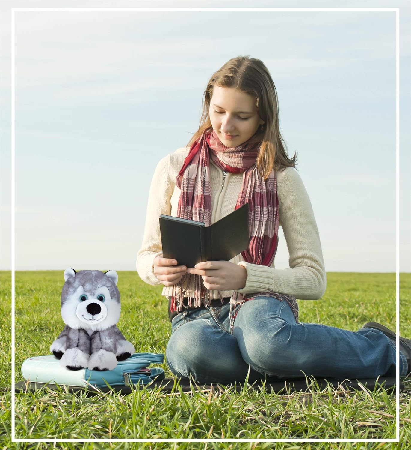 Puzzled DolliBu Plush Husky Dog - Soft Huggable 9 Inch Grey Sled Dog Toy