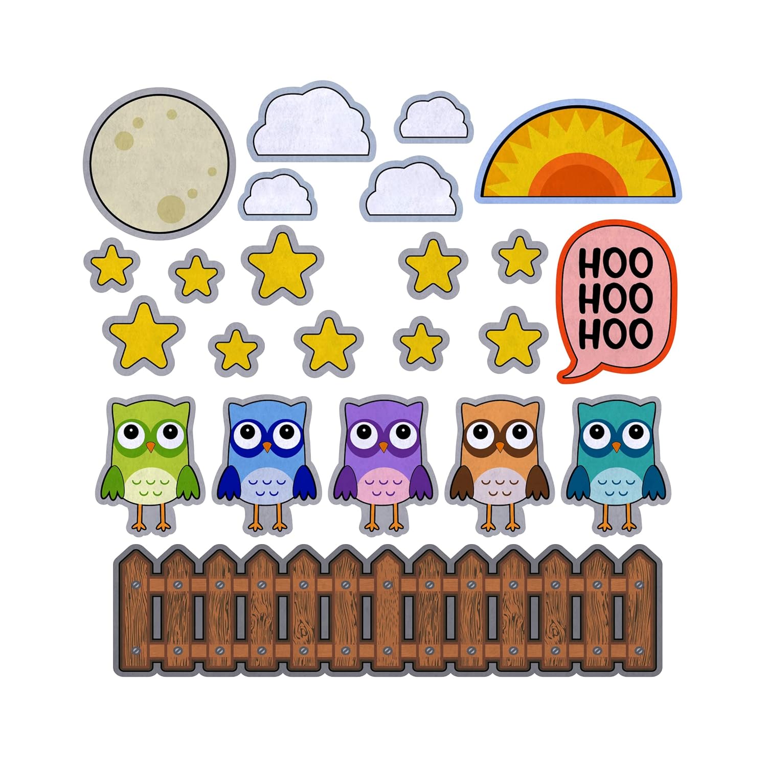 Groovy Giftables 5 or 10 Little Owls Felt Play Art Set
