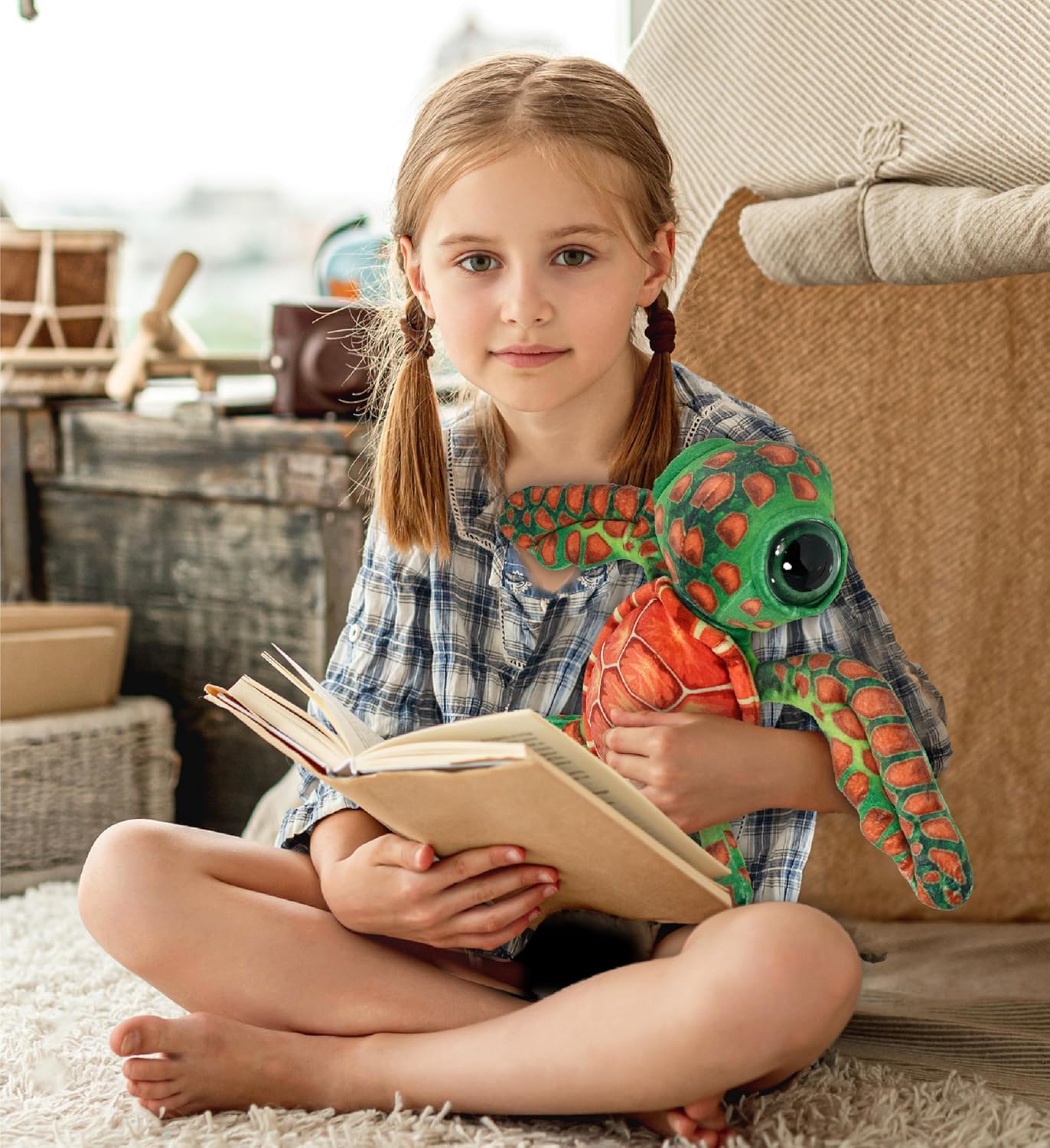 DolliBu Orange Sea Turtle Soft Plush Stuffed Animal