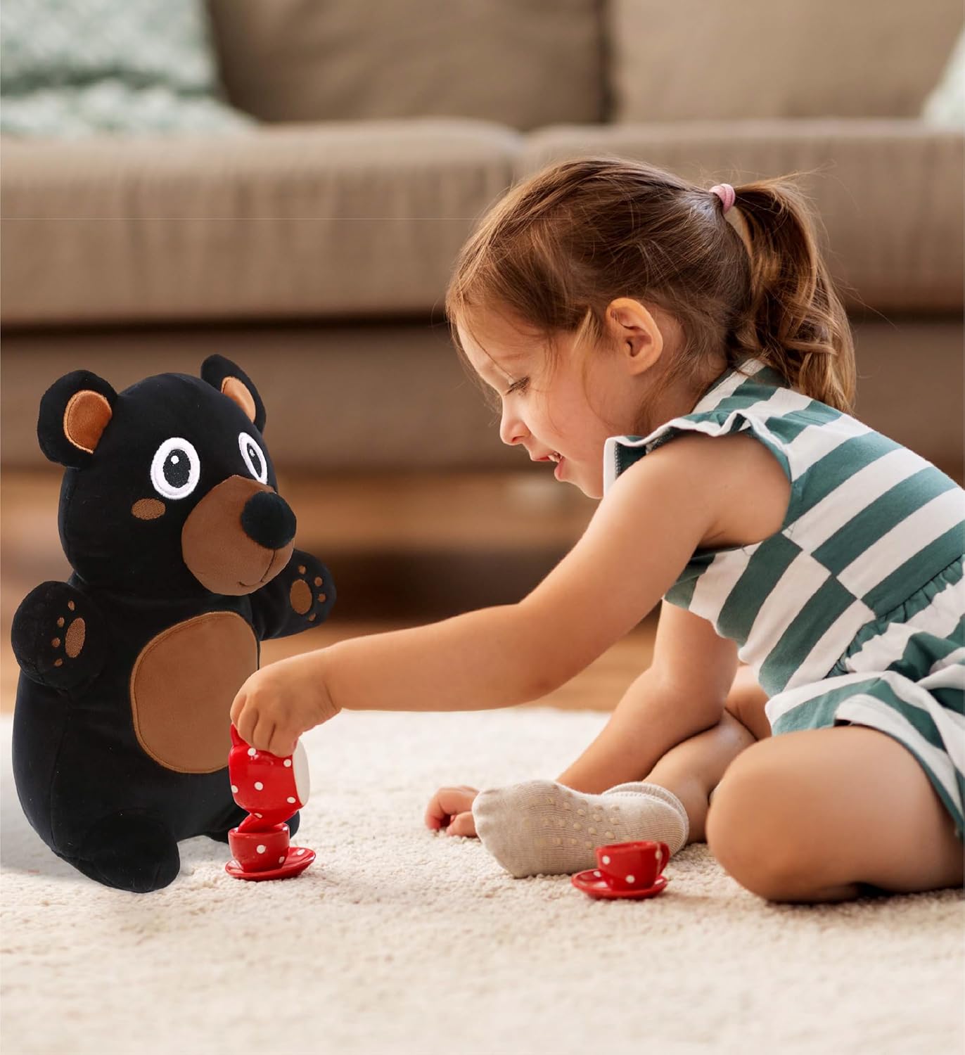 DolliBu Snug-Mooshies Standing Black Bear Plush Toy