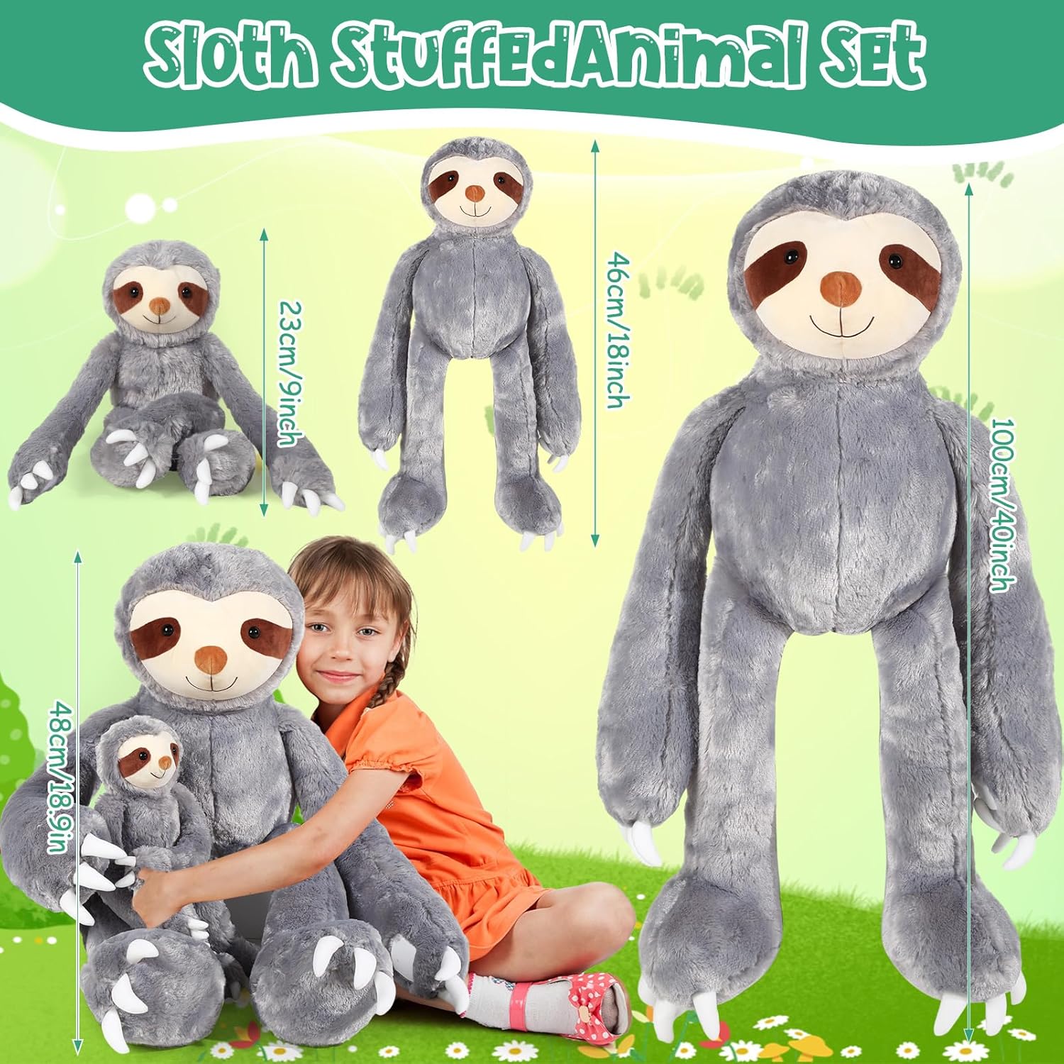 Libima 2 Pcs Large Sloth Plush Stuffed Animal Set