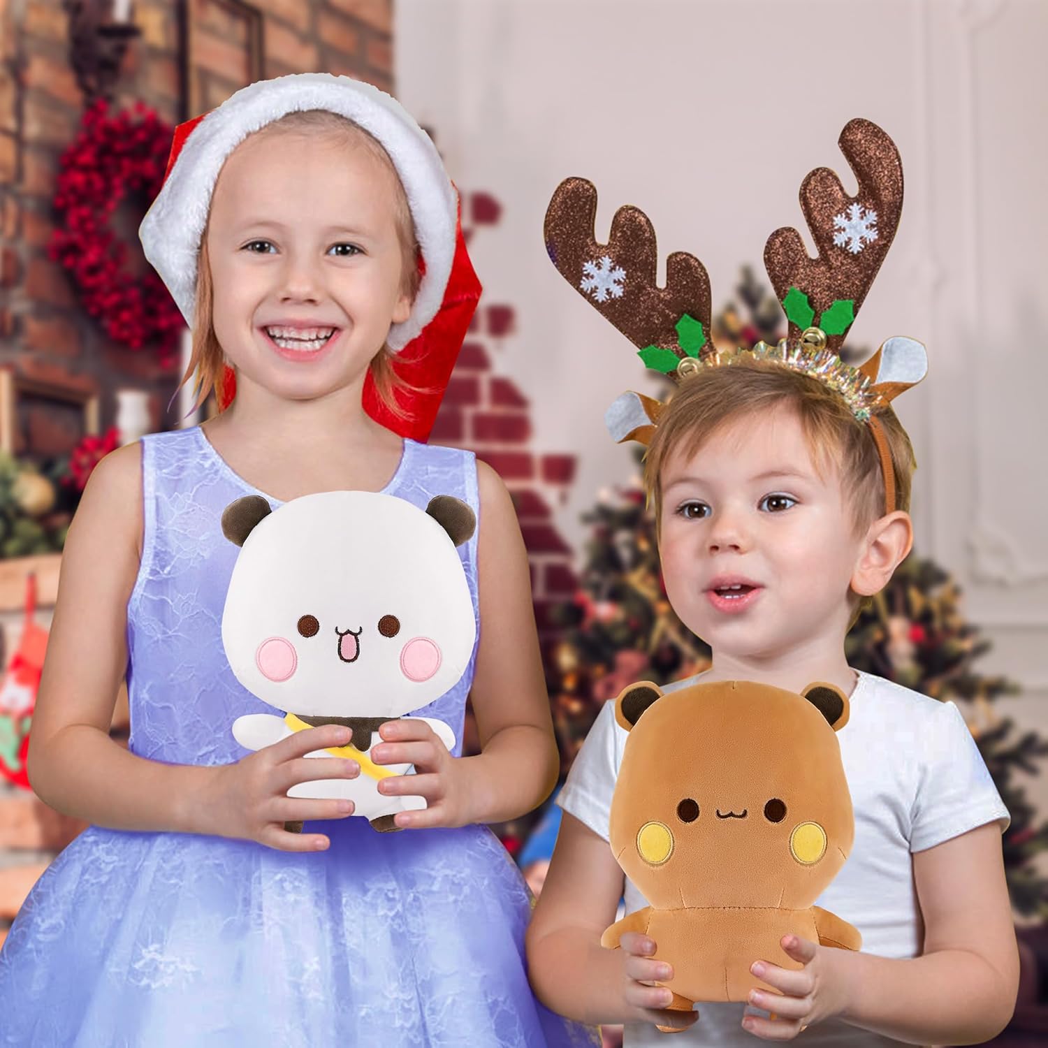 CEMELI 2 Pack White Bear and Brown Bear Plush Toys
