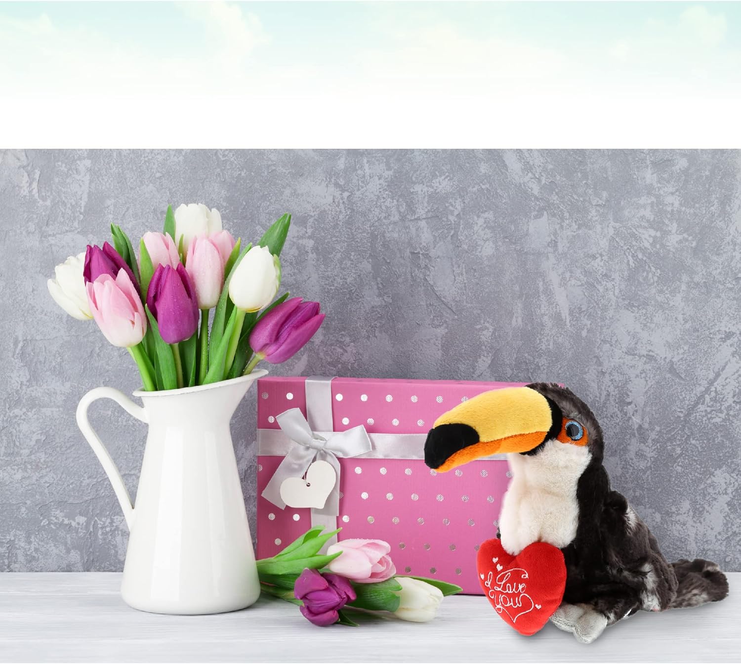 DolliBu I Love You Valentine Plush Toucan 8 Inches