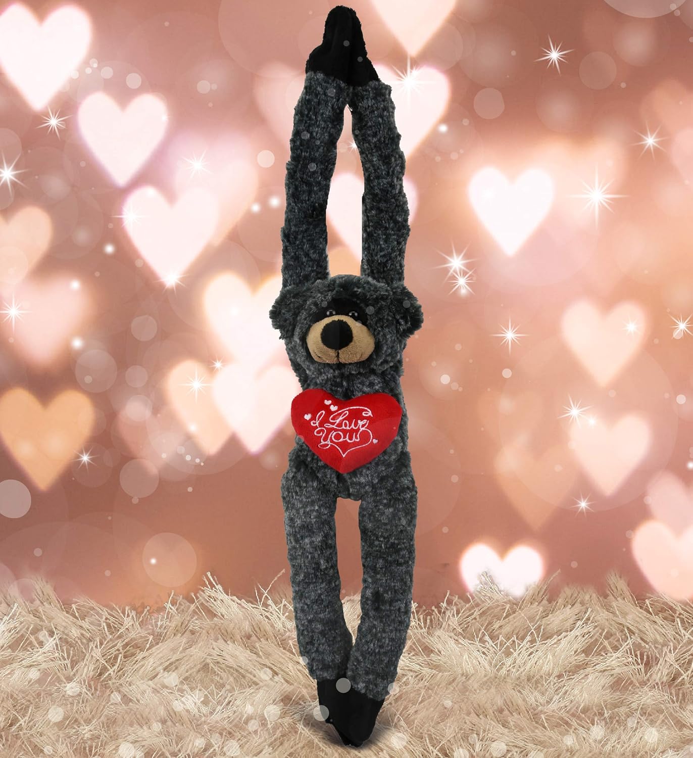 DolliBu Personalized Valentine Black Bear Plush - 21 Inches