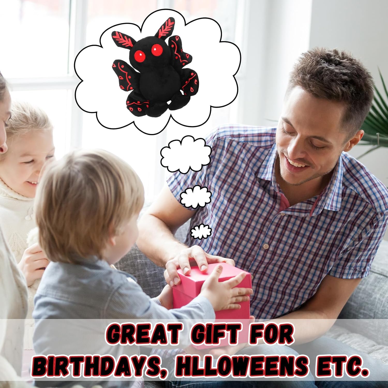 Jenaai Mothman Plush Toy - Halloween Costume Gift for Kids and Adults
