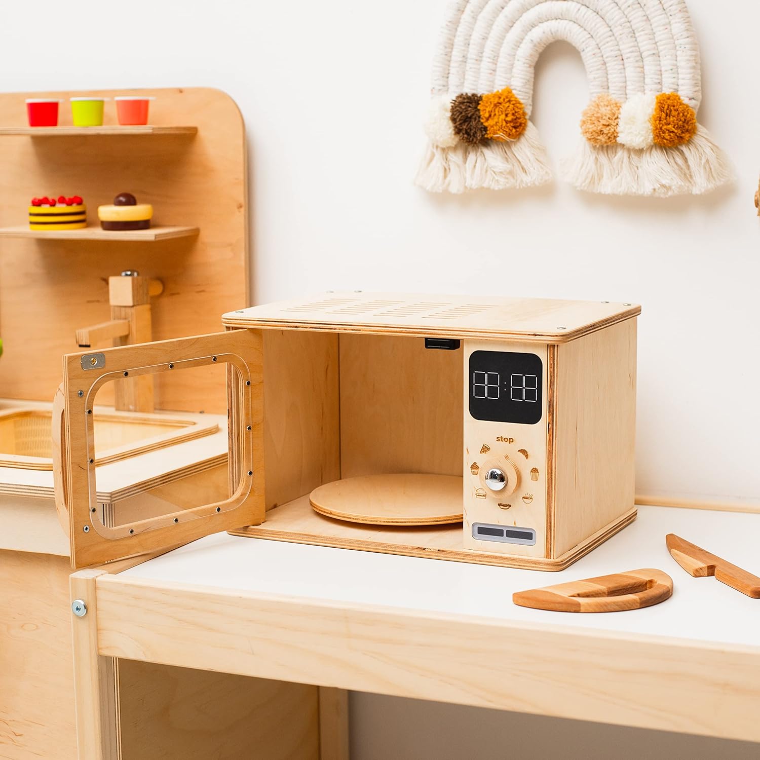 Enjoy The Wood Wooden Microwave Toy for Toddlers
