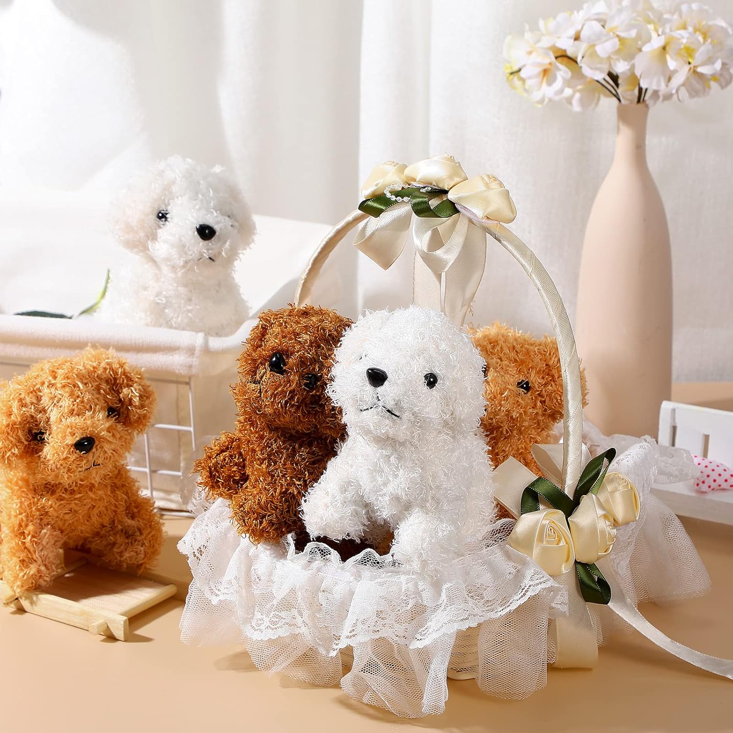 Skylety 12-Pack Mini Shaggy Dog Plush Toys