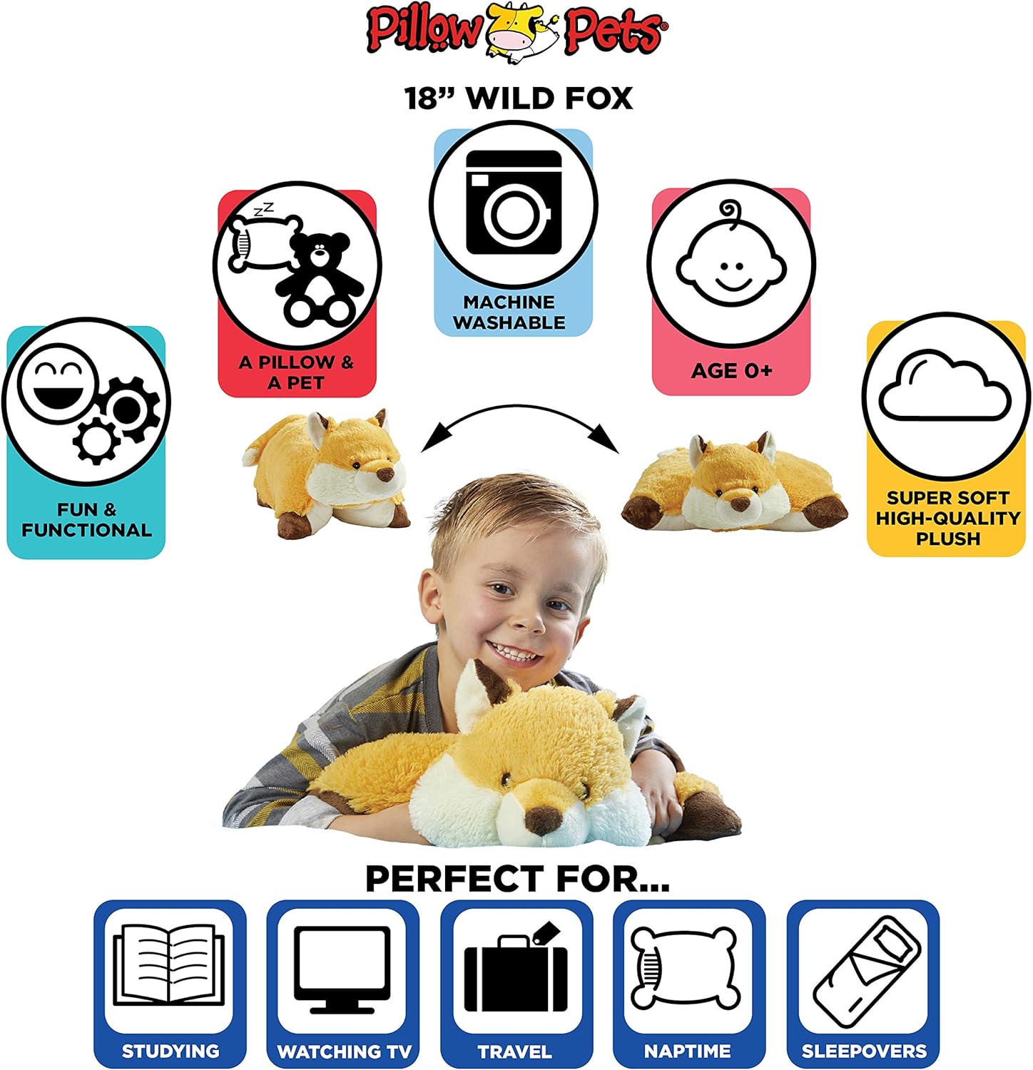 Pillow Pets Originals Wild Fox 18 Plush Pillow Toy