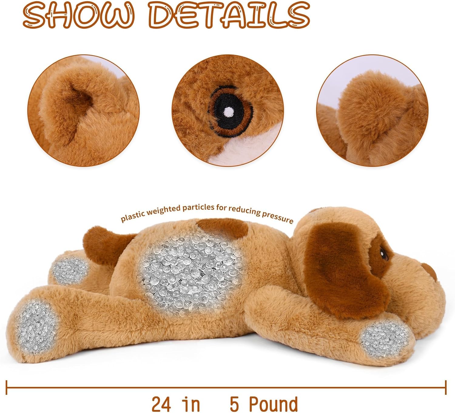 5 lbs Weighted Plush Dog for Kids Adults