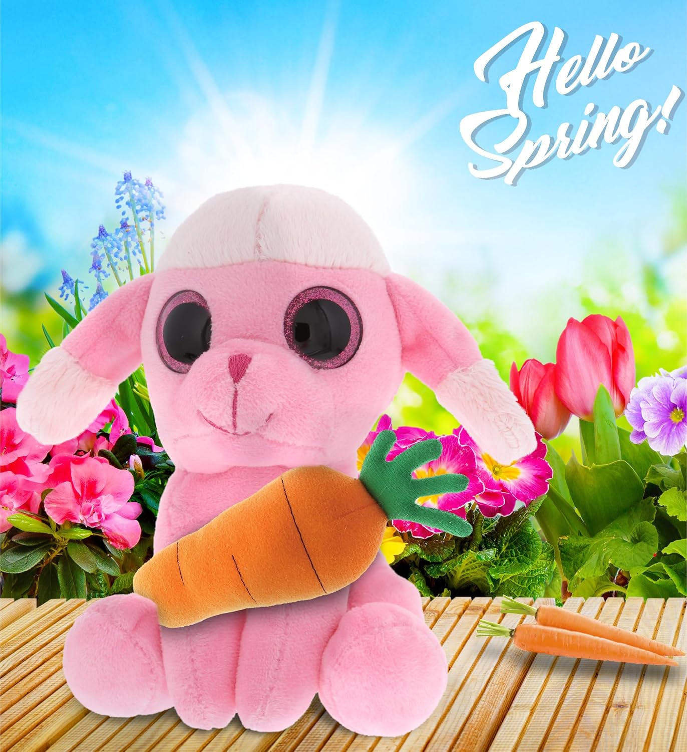 DolliBu Sparkling Eyes Pink Poodle Dog Easter Plush Toy - 6 Inches