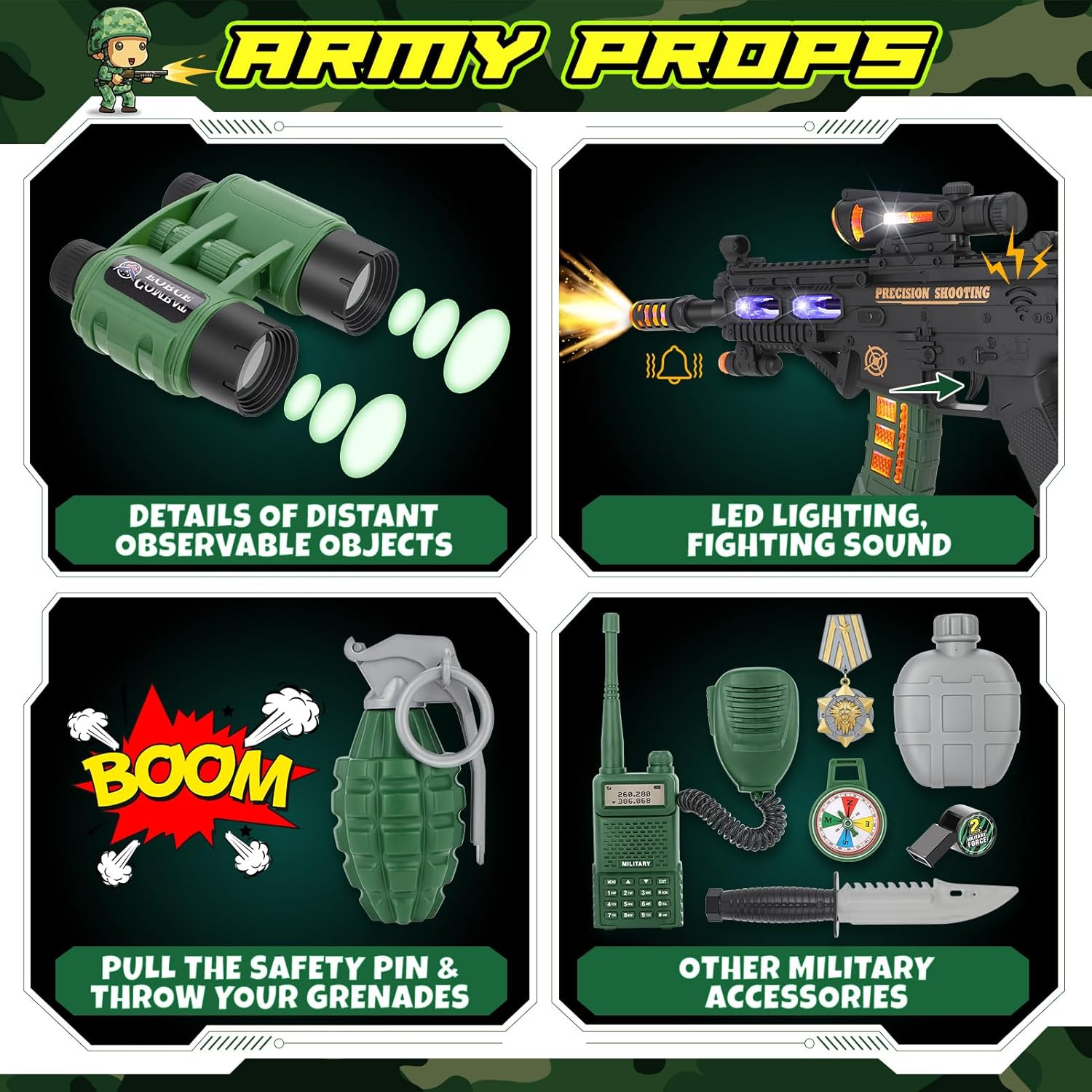 GIFTINBOX Kids Army Costume for Boys Halloween