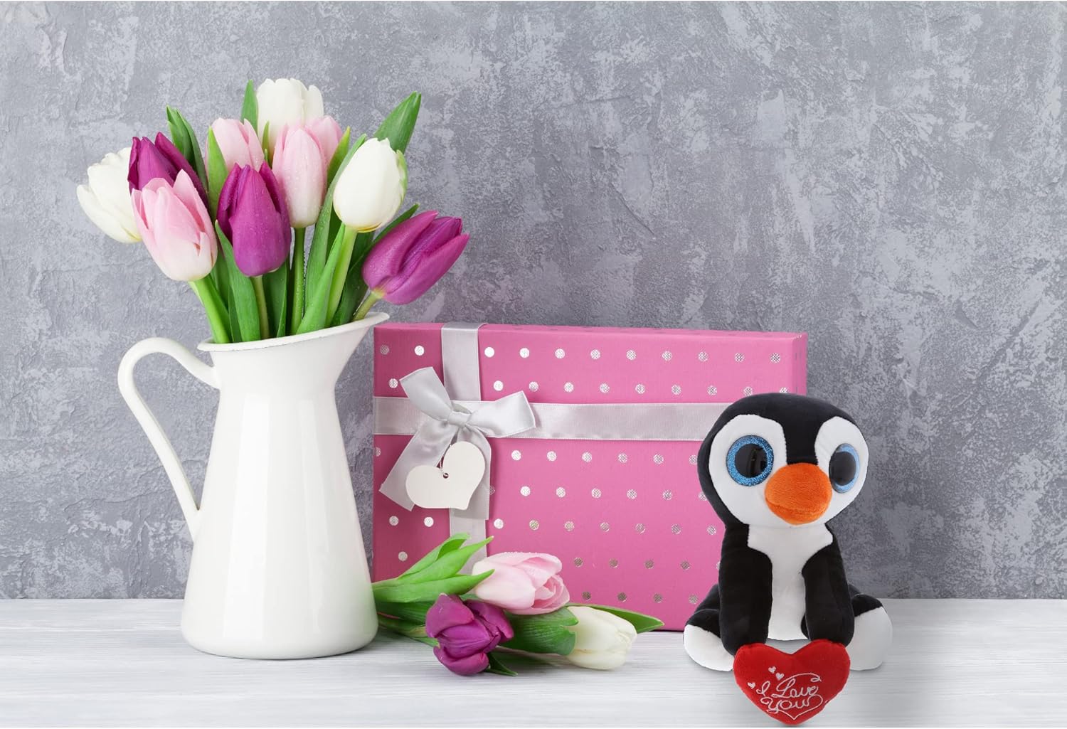 DolliBu I Love You Valentine Penguin Plush 8 Inch