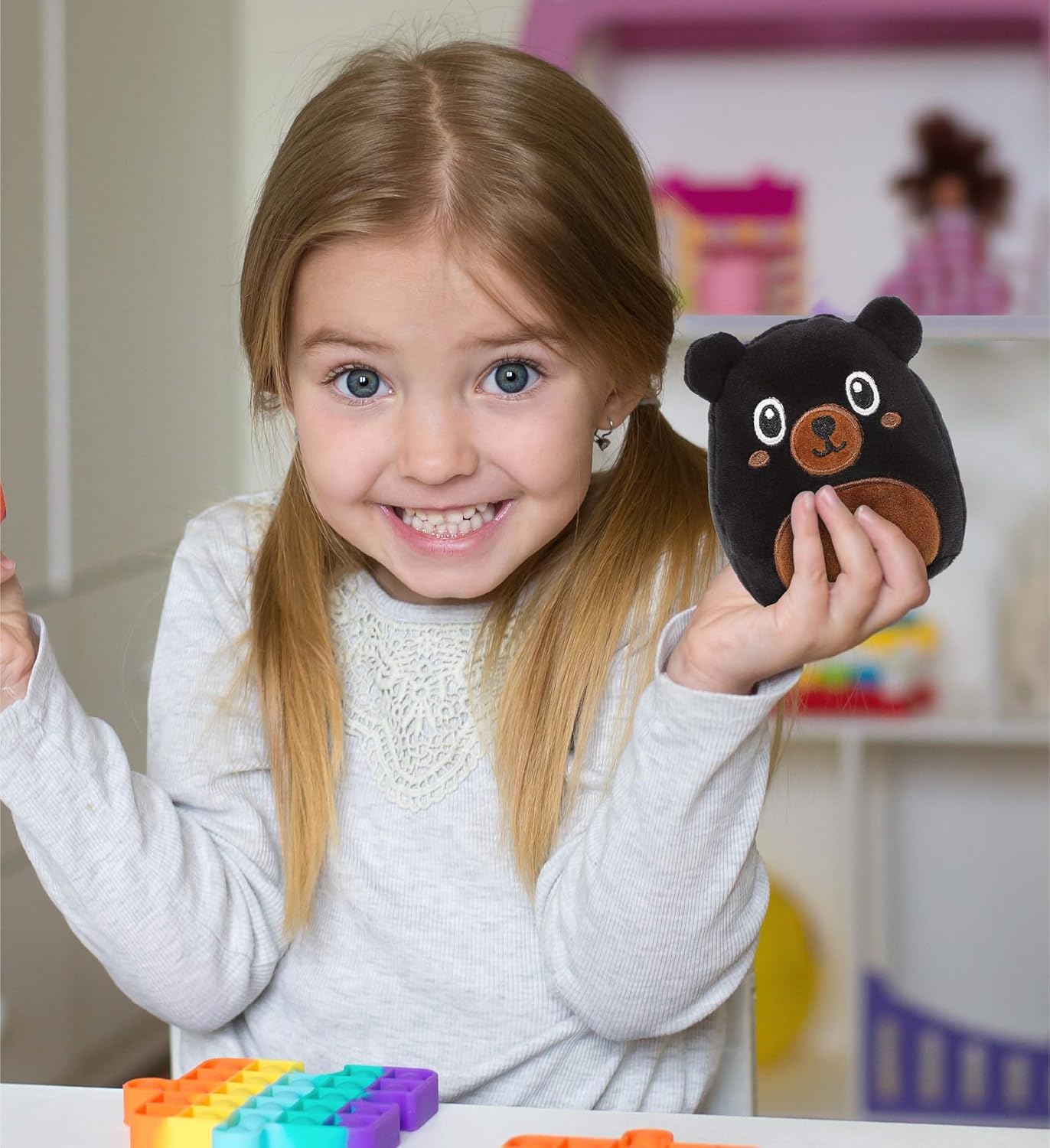 DolliBu Snug Mooshies Black Bear Plush Toy - 4 Inch