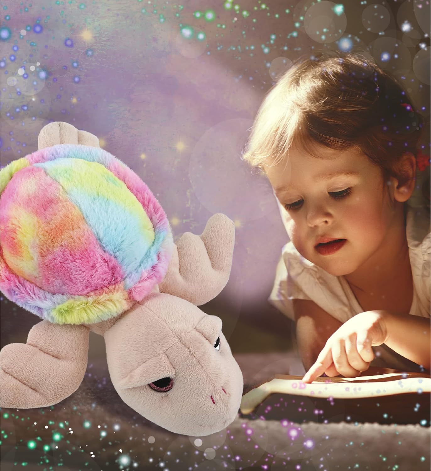 DolliBu Rainbow Pink Sea Turtle Plush Toy 11 Inch
