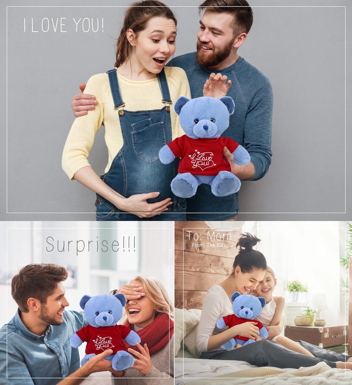 DolliBu I Love You Baby Blue Bear Plush - 8 Inches