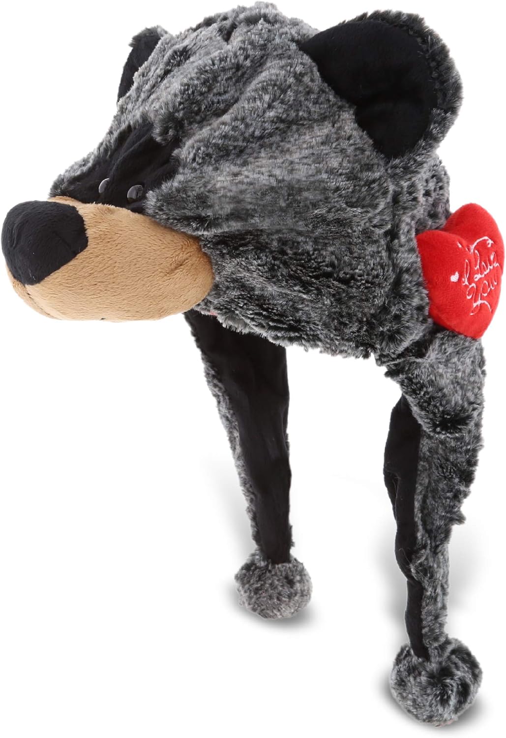 DolliBu I Love You Plush Black Bear Hat - 17 Inches