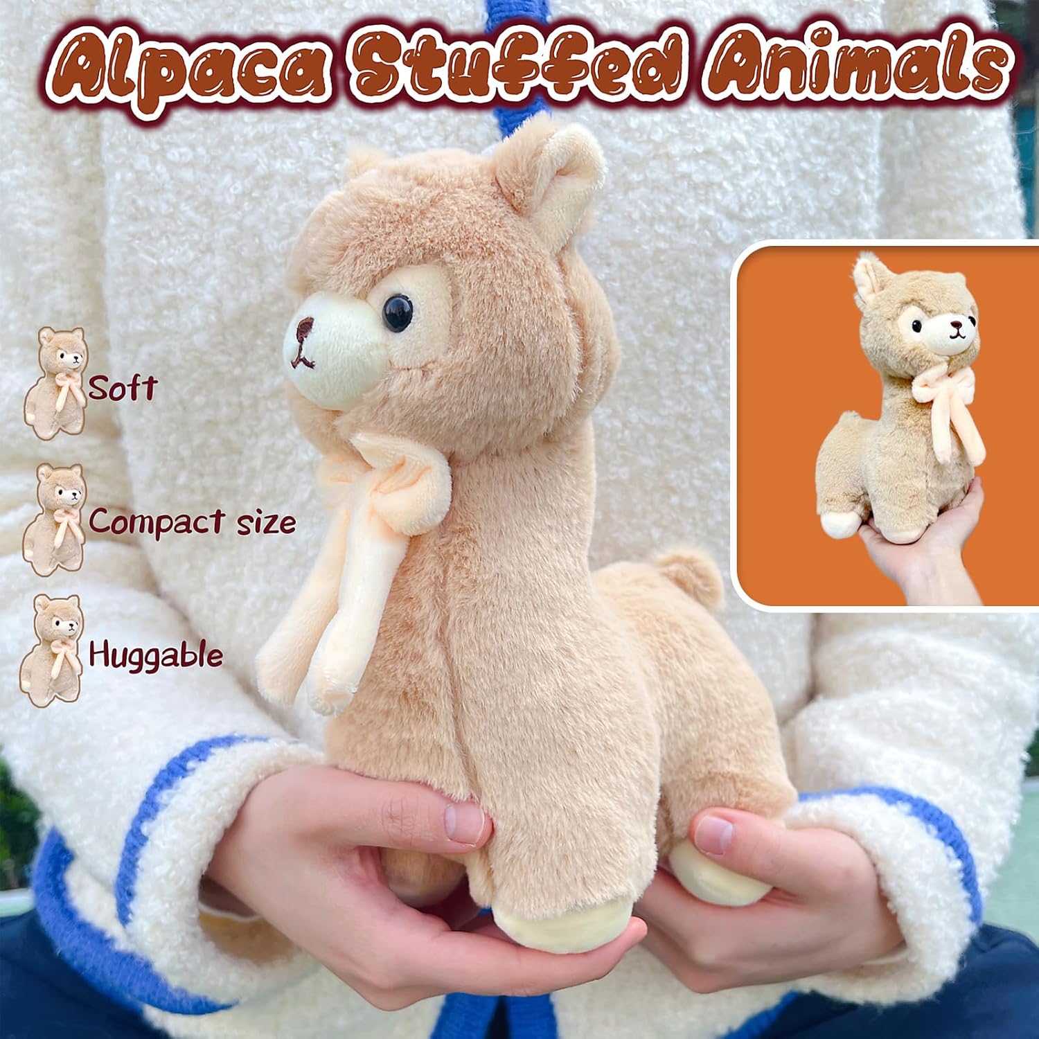NuomiYue Brown Alpaca Plush Toy 11 Cuddly Llama Stuffed Animal