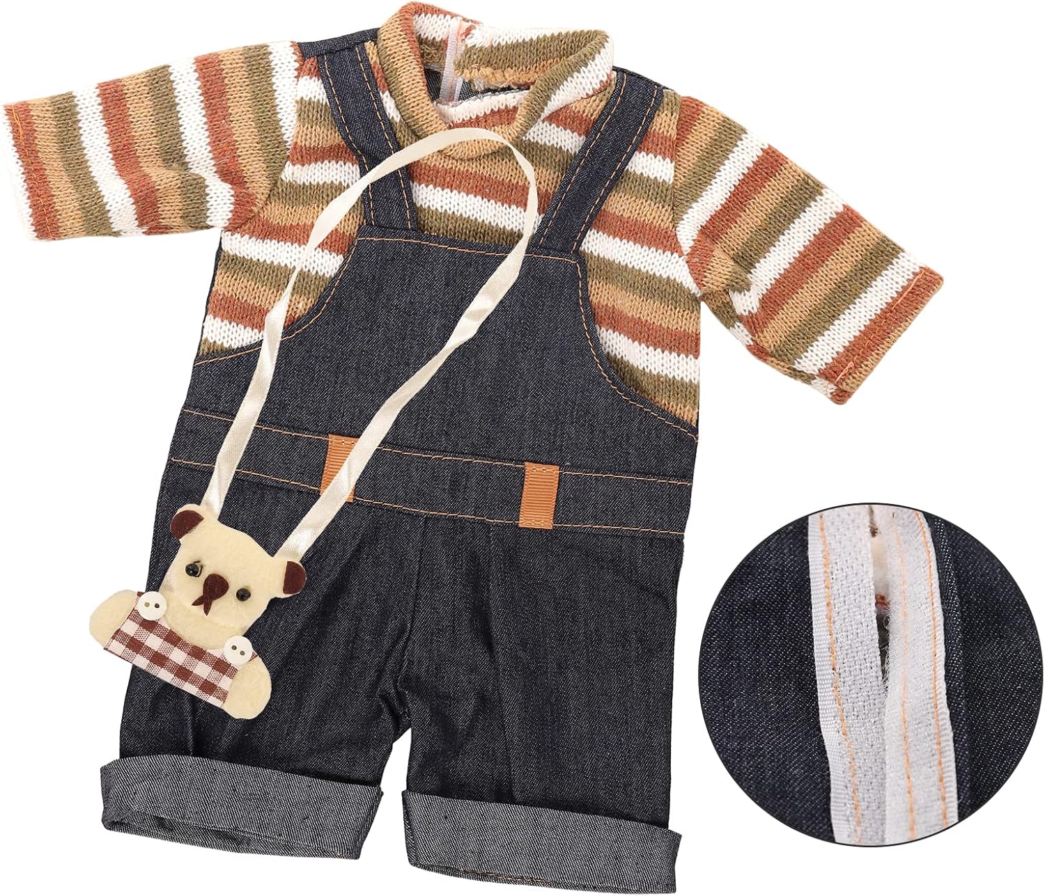 Miunana Baby Doll Dress with Bear Backpack for 35-45 CM Doll