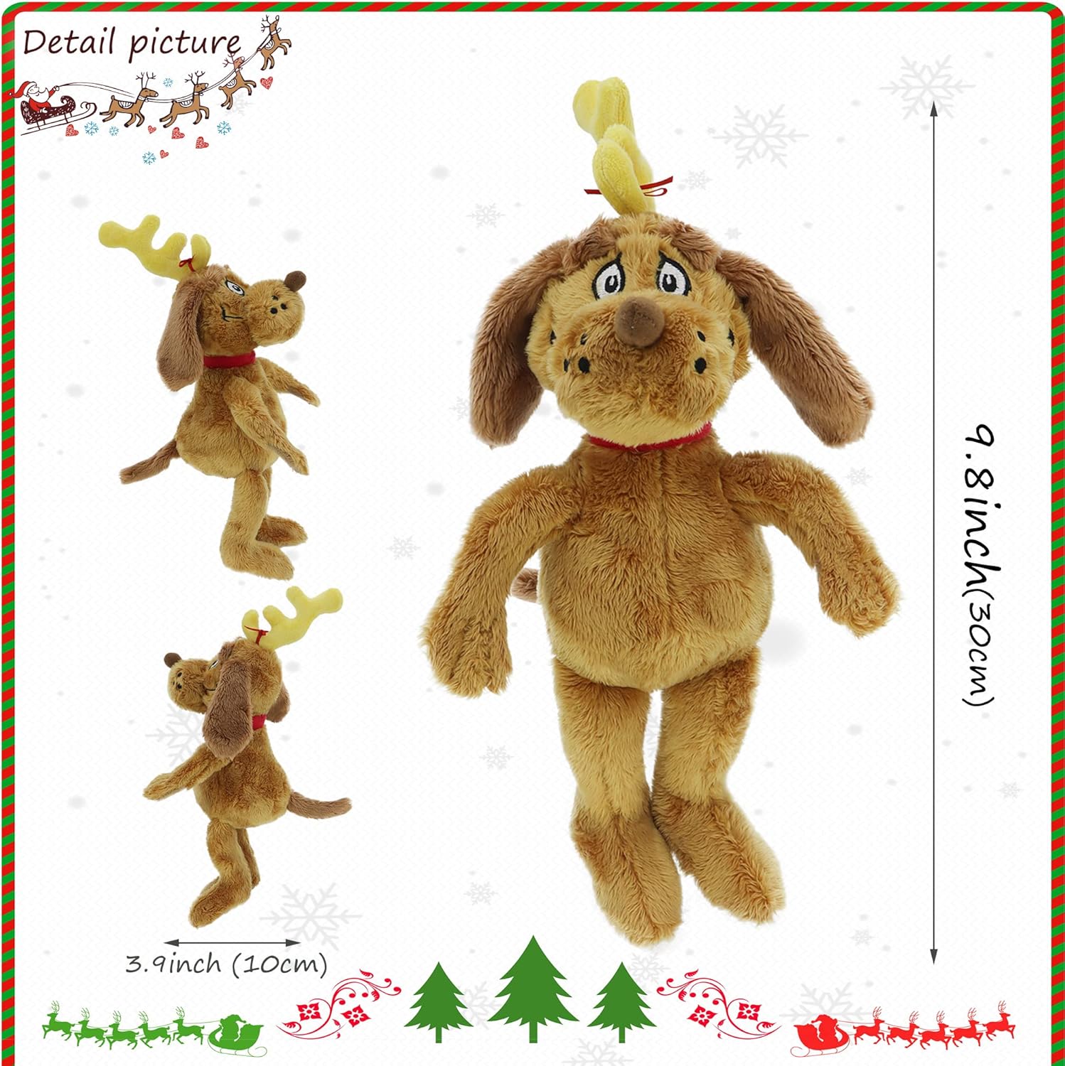 RELIGES Christmas Green Monster Plush Toy for Kids