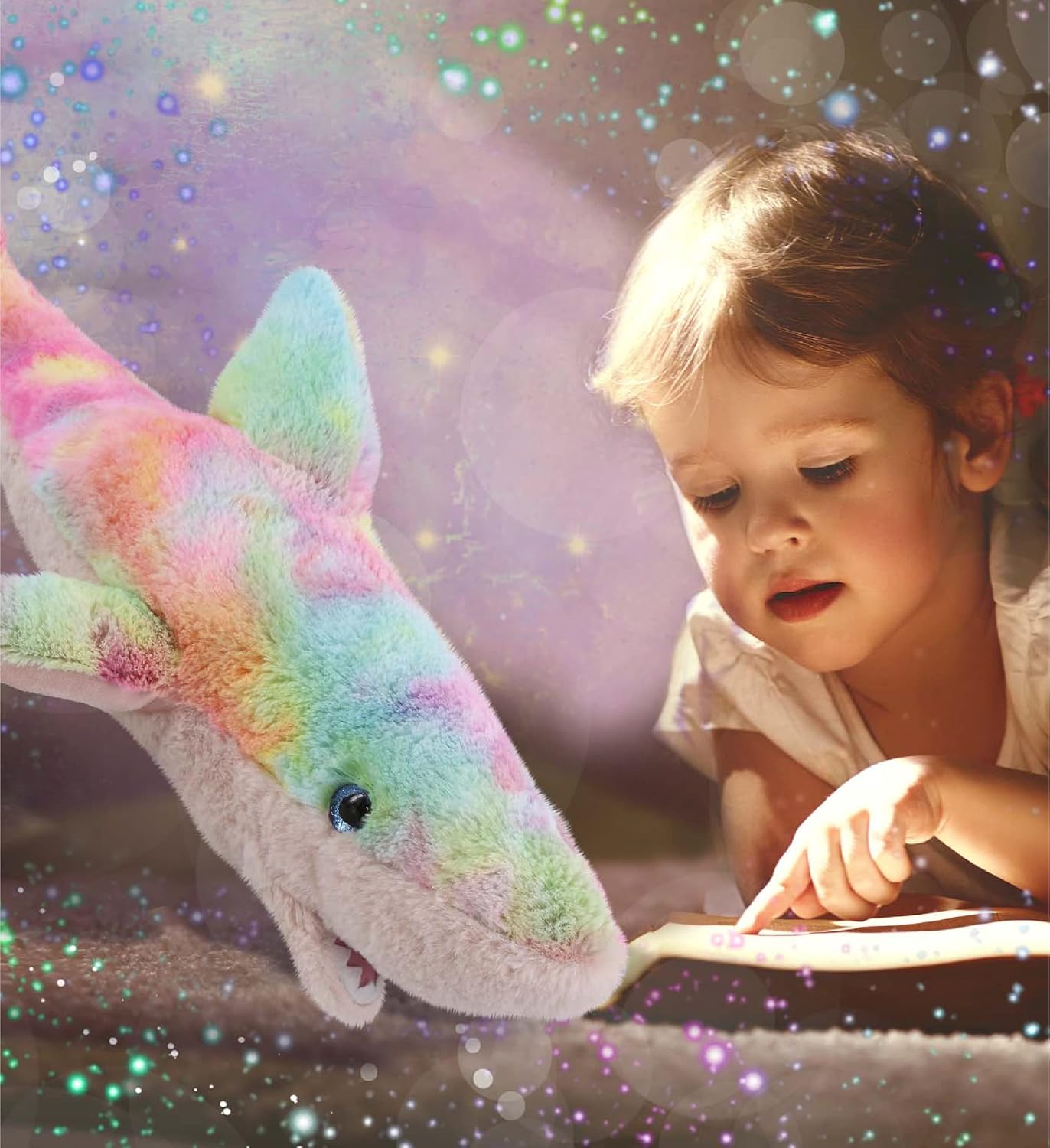 DolliBu Large Rainbow Shark Plush Toy