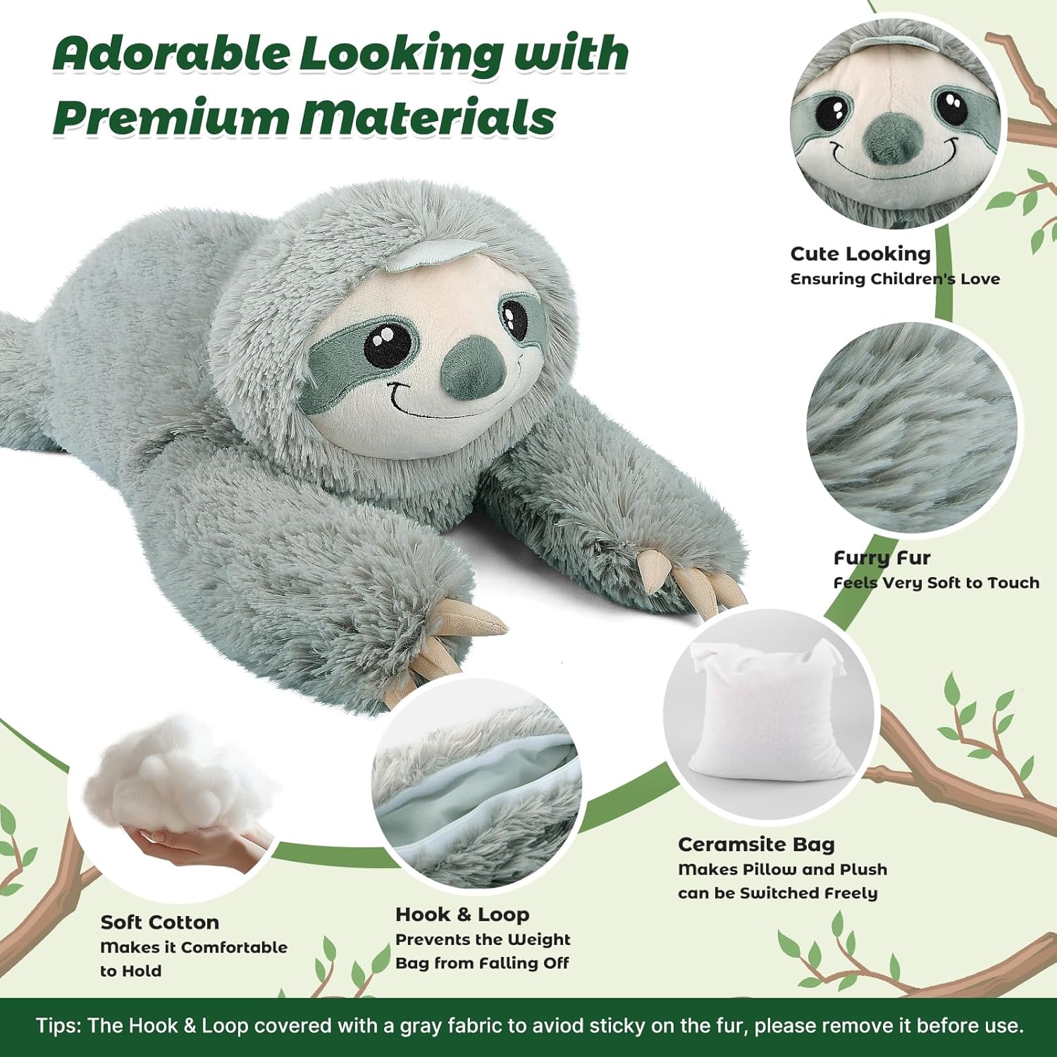 Bobbie Laxi 27 Sloth Weighted Plush Toy for Kids and Adults