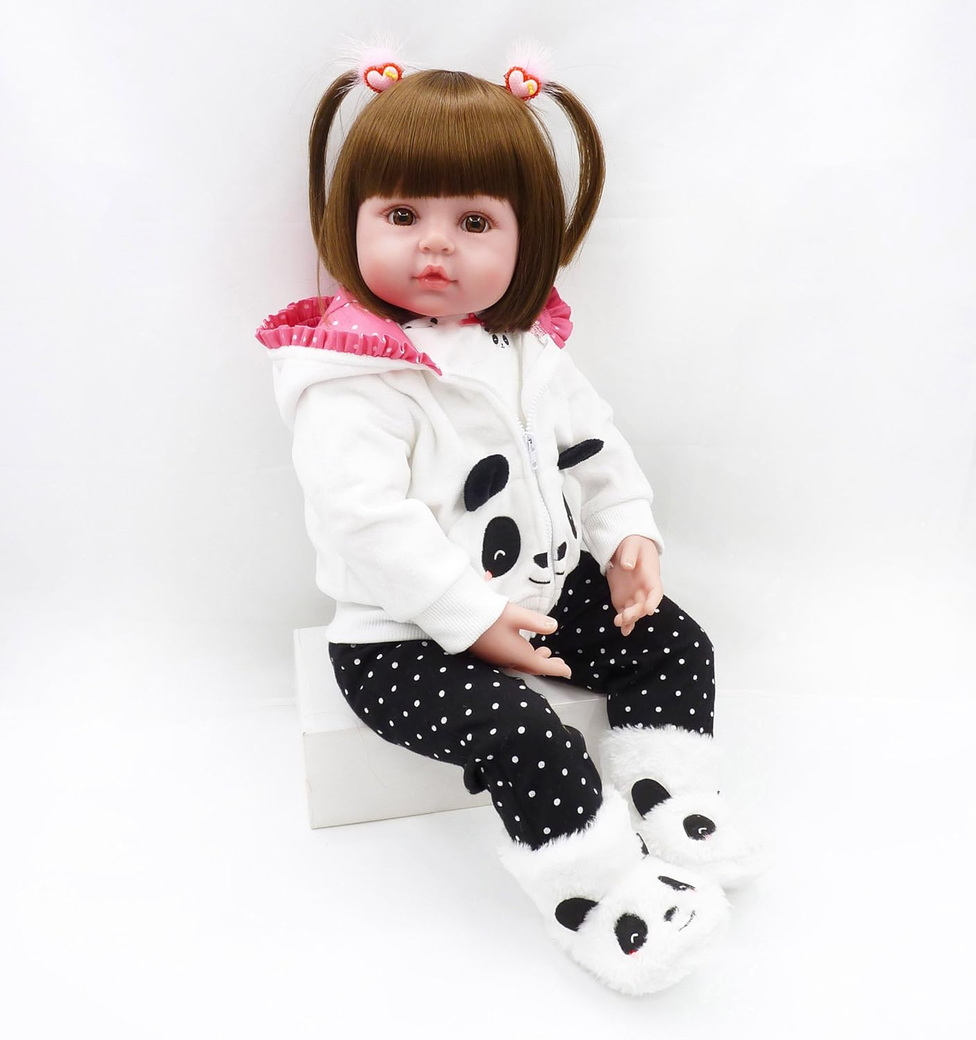 Reborn Baby Girl Doll 18 Inch Panda Outfit Accessories