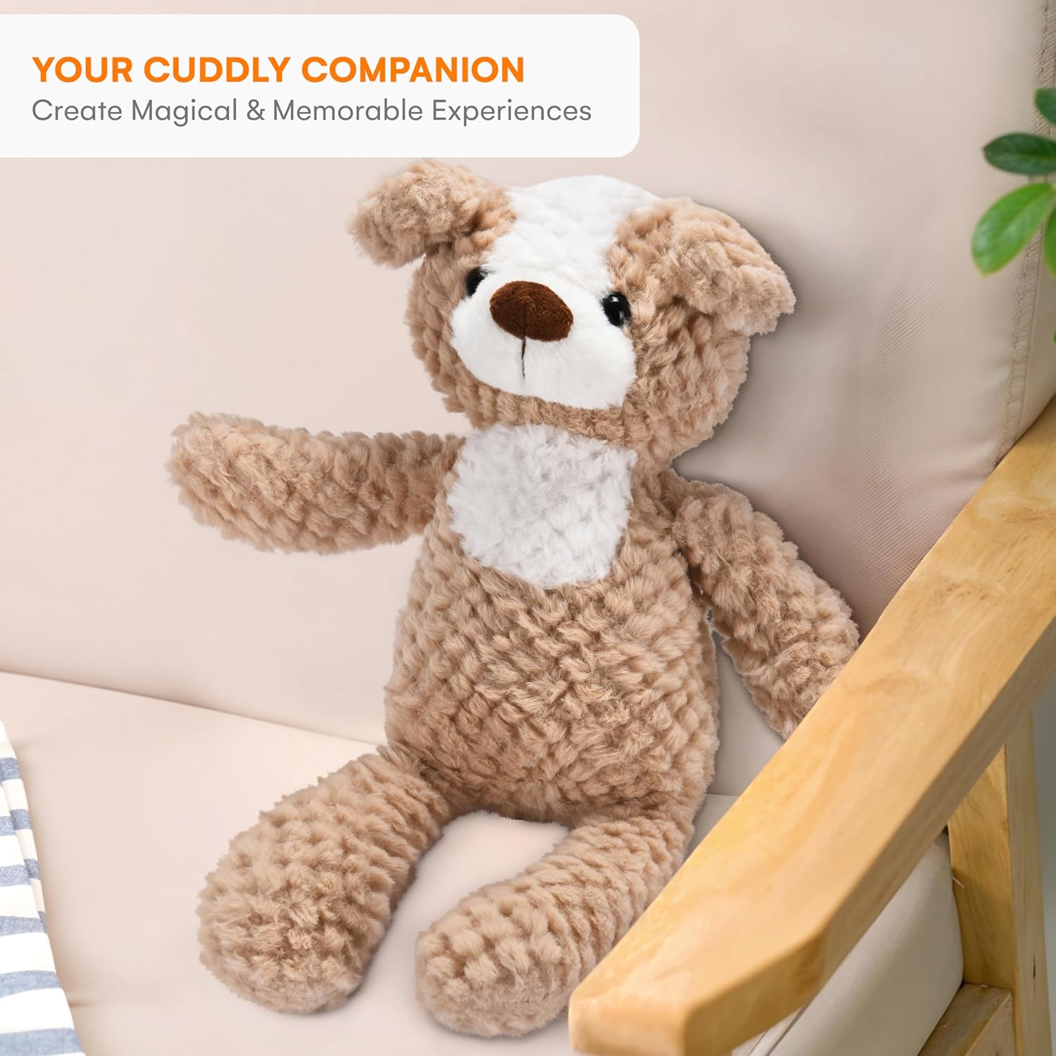 CHILDLIKE BEHAVIOR Dog Plush Toy - 15 Light Brown Cuddly Pillow for Kids