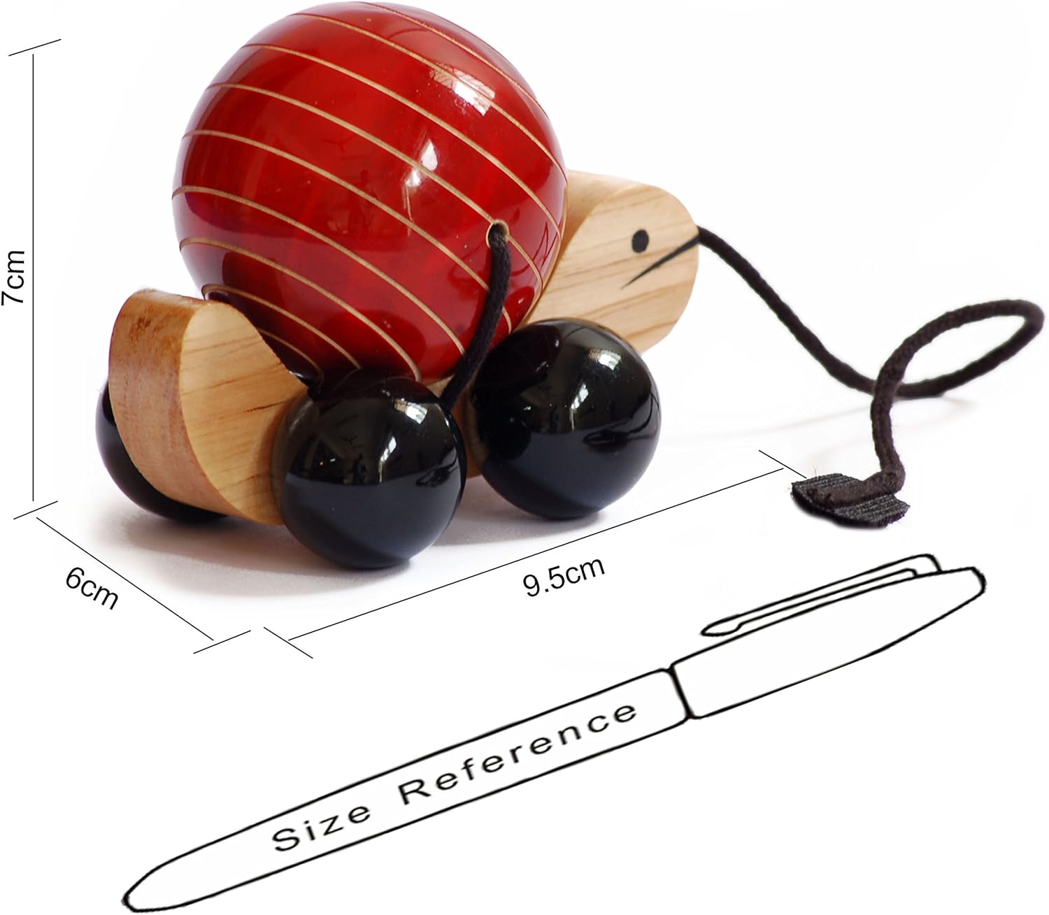 Tuttu Turtle Wooden Pull Toy with Rotating Ball for Toddlers