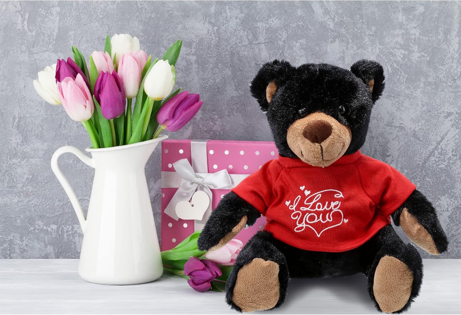DolliBu I Love You Valentine Plush Black Bear