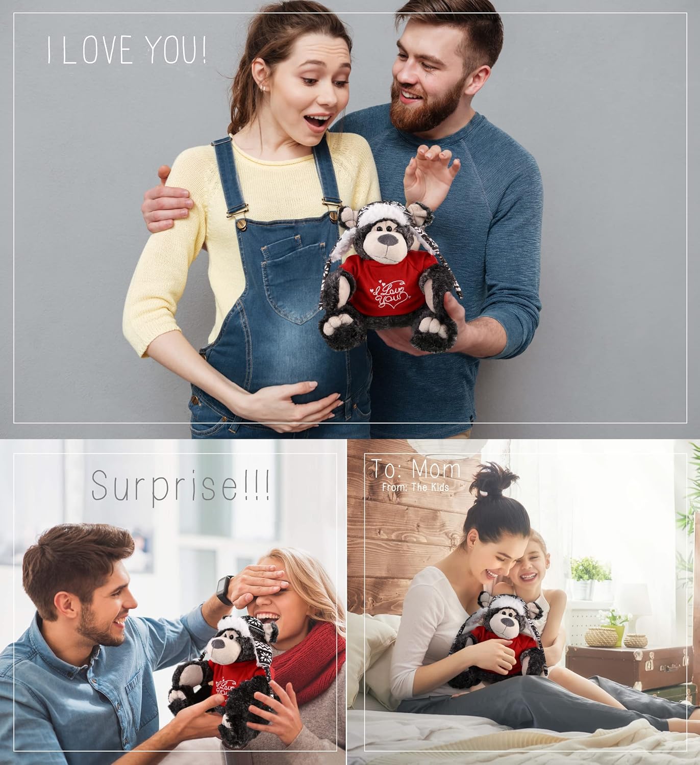 DolliBu Personalized I Love You Black Bear Plush - 125 Inches
