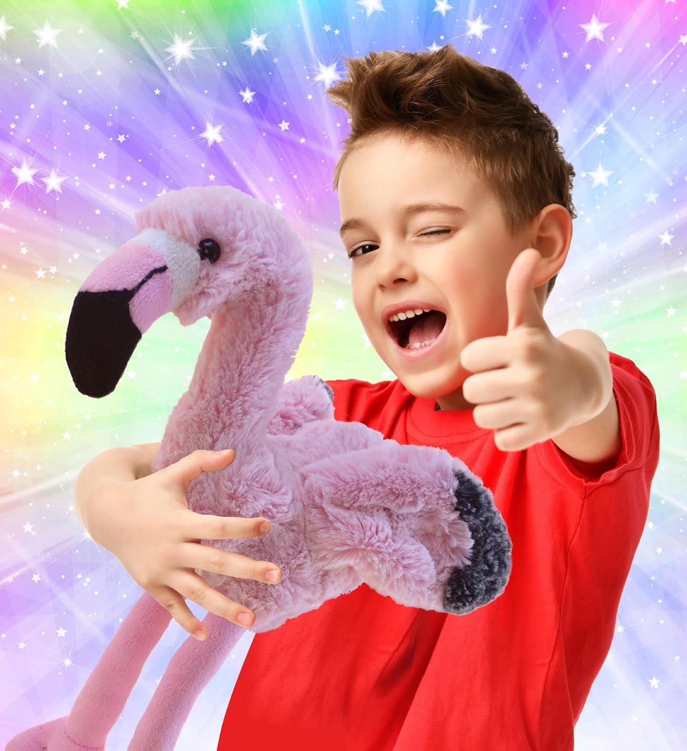 DolliBu Flamingo Plush Toy - 8 Inch Cute Huggable Stuffed Animal