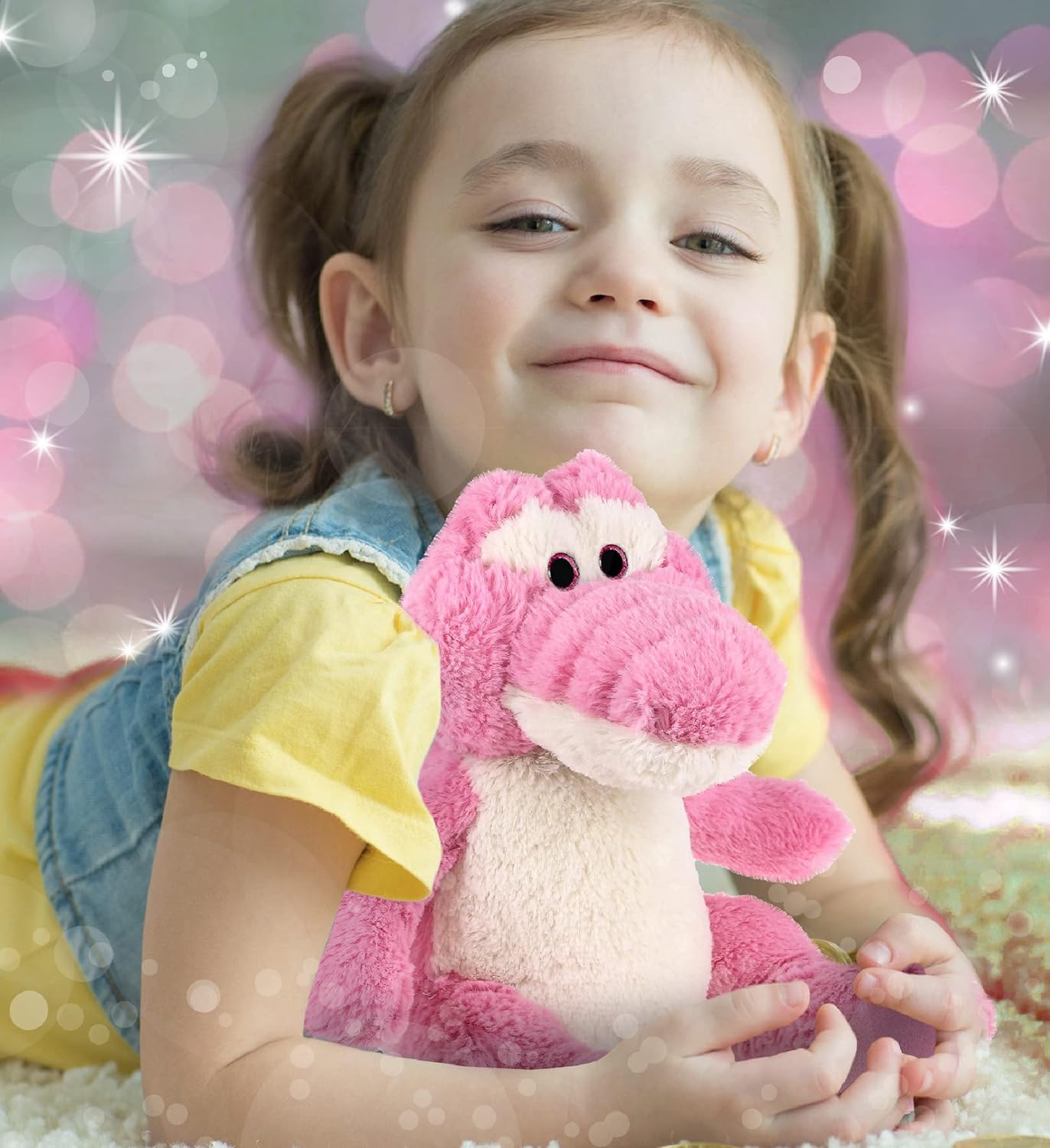 DolliBu Plush Alligator Stuffed Animal - 10 Inch Cute Huggable Pink Toy