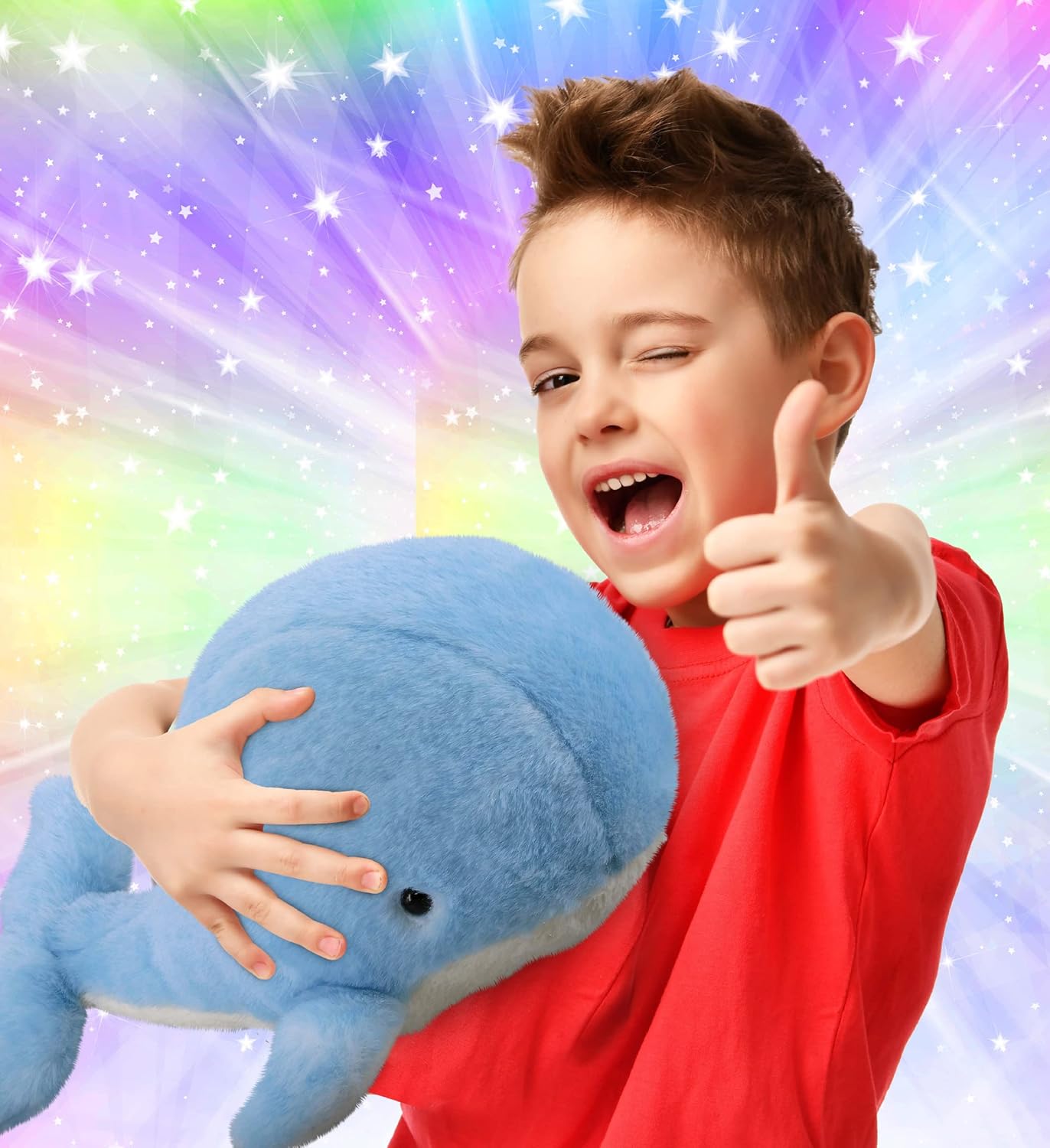 DolliBu Soft Blue Whale Plush Toy - 13 Inches Huggable Stuffed Animal