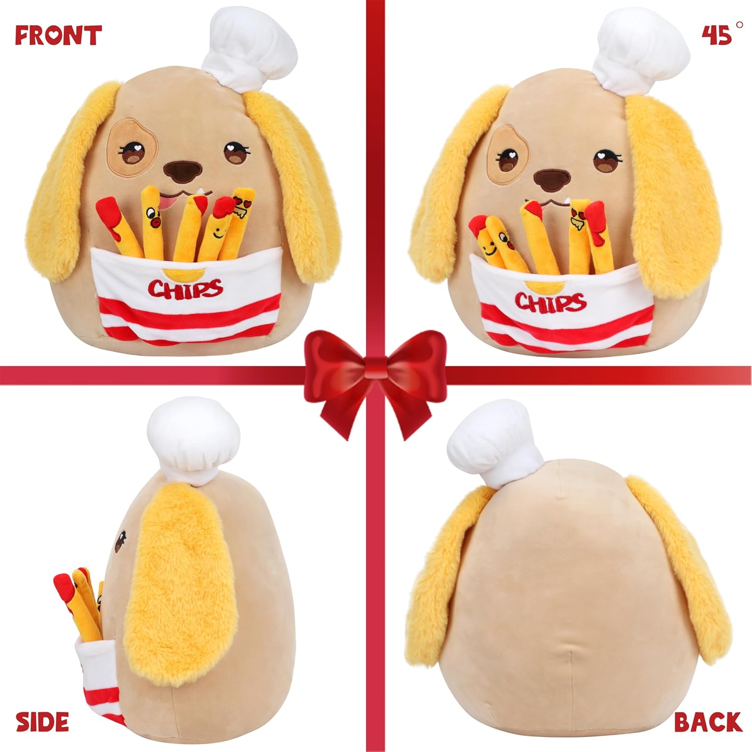 Hopearl Chef Dog Plush Toy with Chips