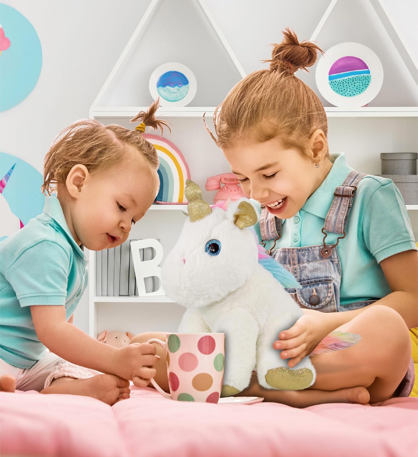 DolliBu White Gold Unicorn Plush 115 Inch
