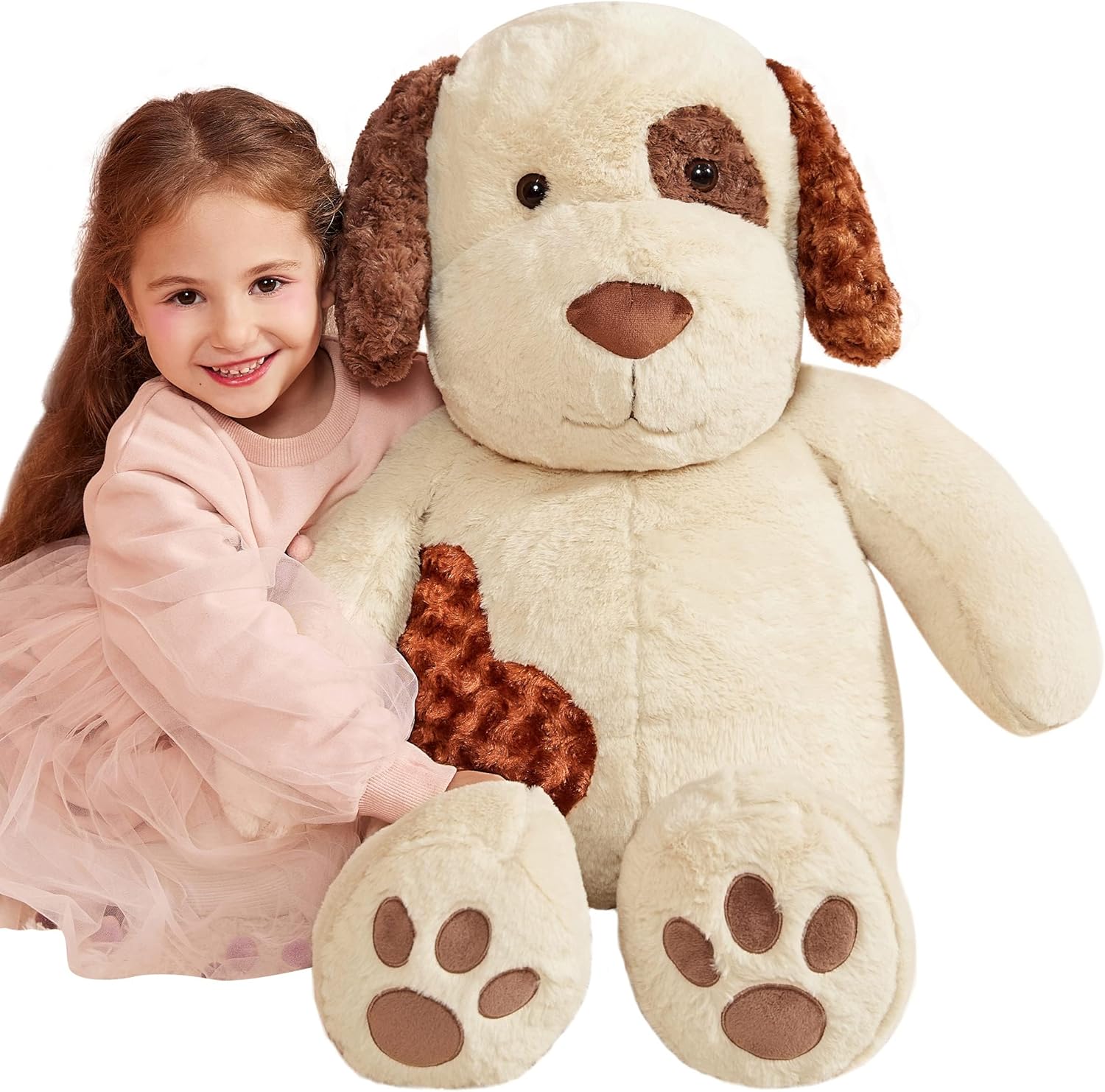 IKASA Giant Dog Stuffed Plush Toy - 30 Inches Light Brown