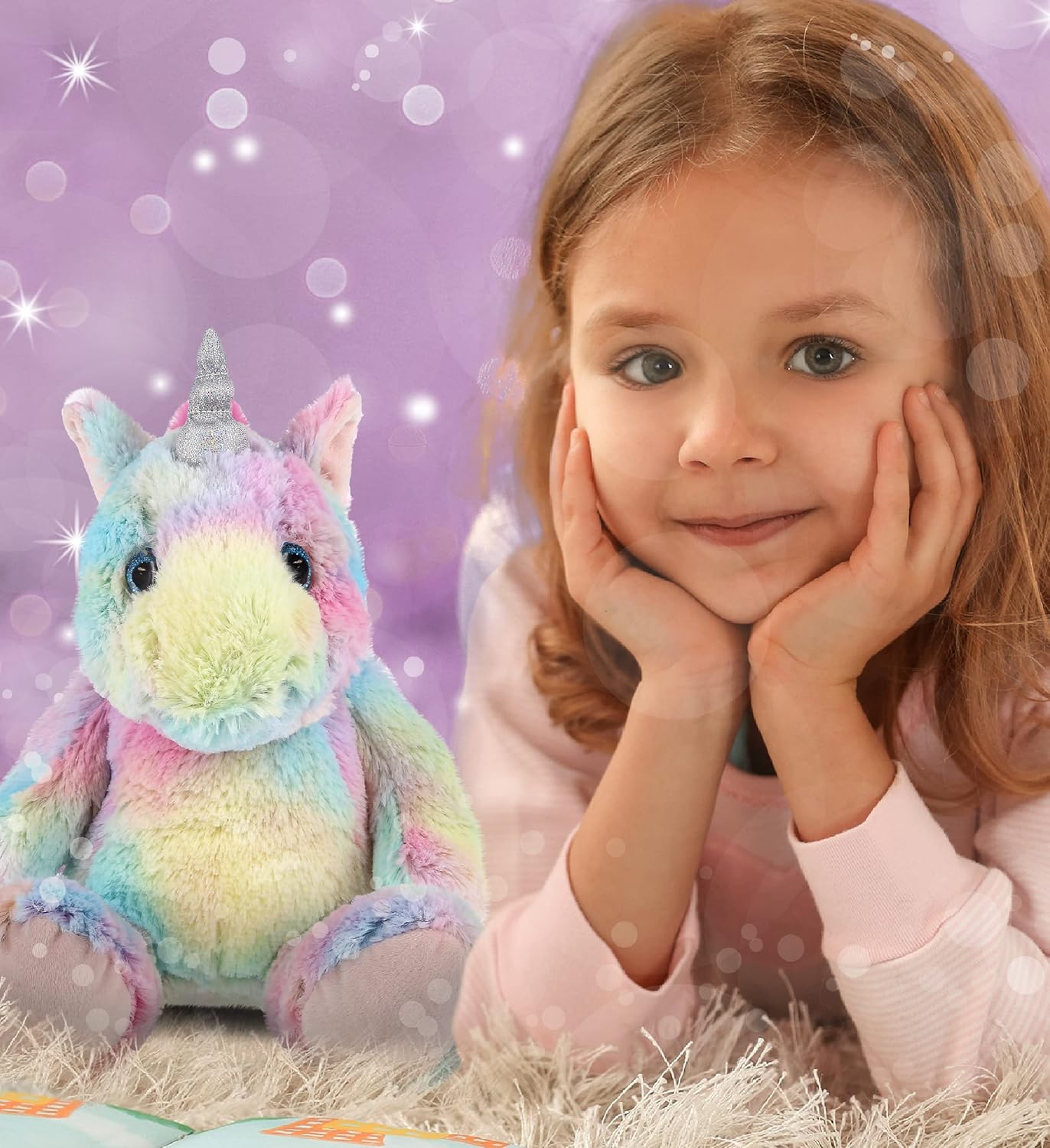 DolliBu Plush Unicorn - Soft Huggable 9 Inch Rainbow Toy