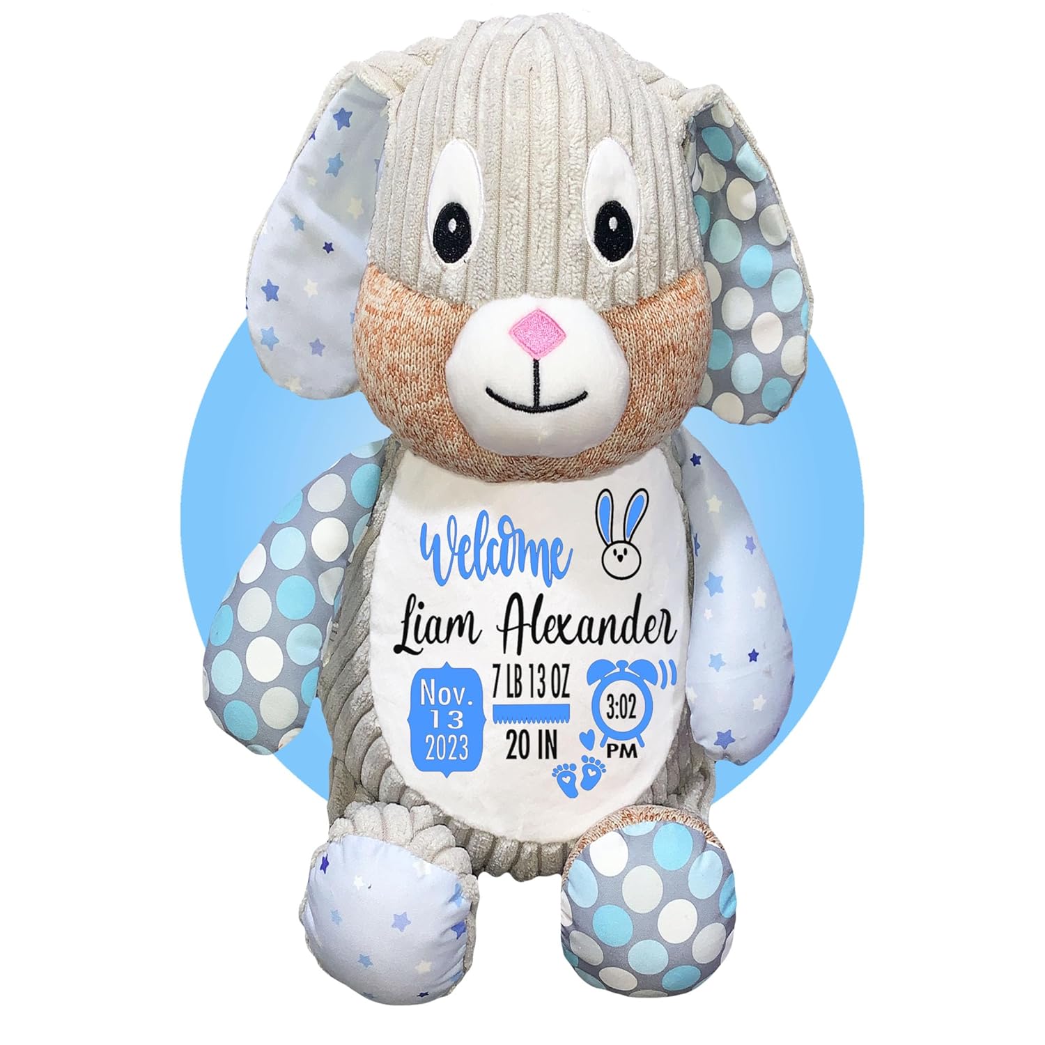 Baby Birth Stats Plush - Starry Night Bunny