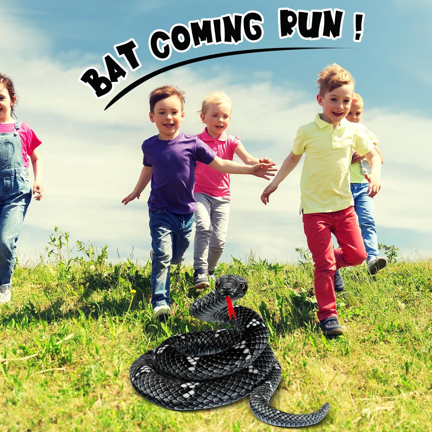 Hiboom Giant Snake Plush Toy 71 Inch Black Gray Realistic