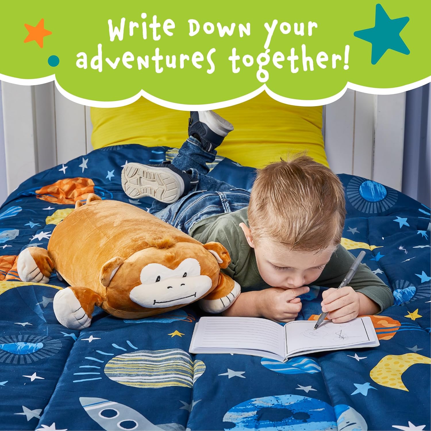 Cuddly Memory Foam Pillow Plush with Belly Pocket - Jesi The Monkey