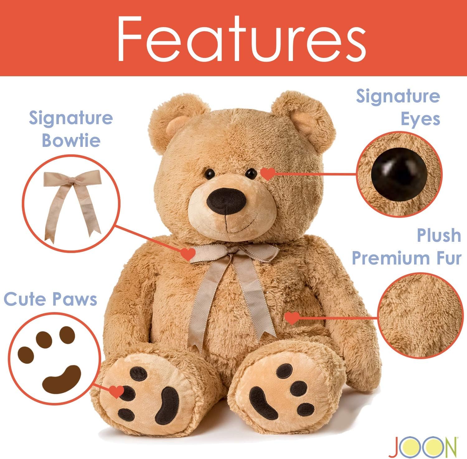 JOON Huge Teddy Bear - 38 Inches Tan Fluffy