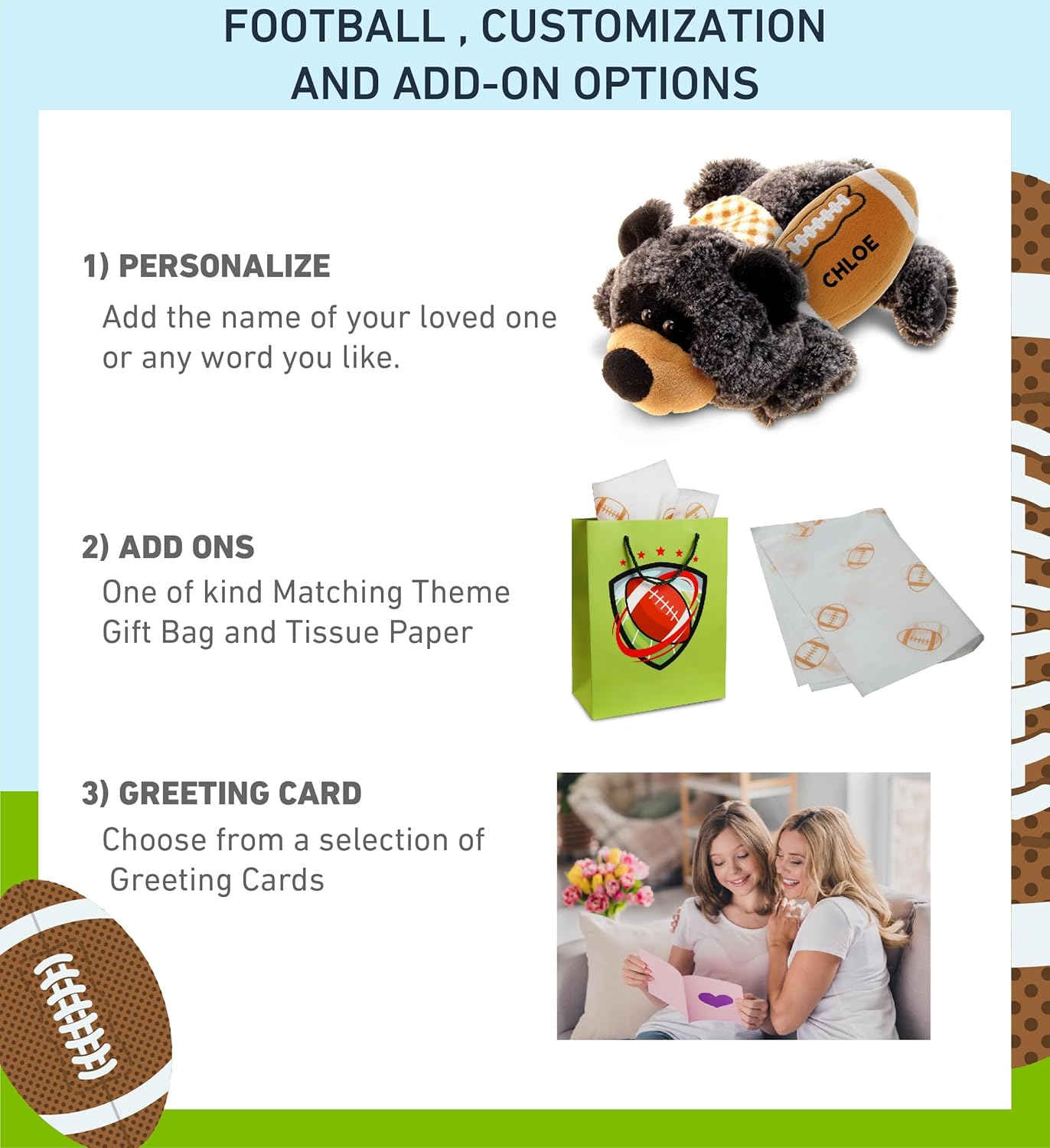 DolliBu Black Bear Plush with Football - 9 Inch Huggable Stuffed Animal