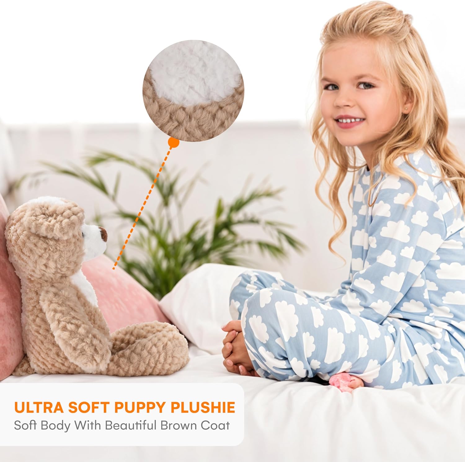 CHILDLIKE BEHAVIOR Dog Plush Toy - 15 Light Brown Cuddly Pillow for Kids
