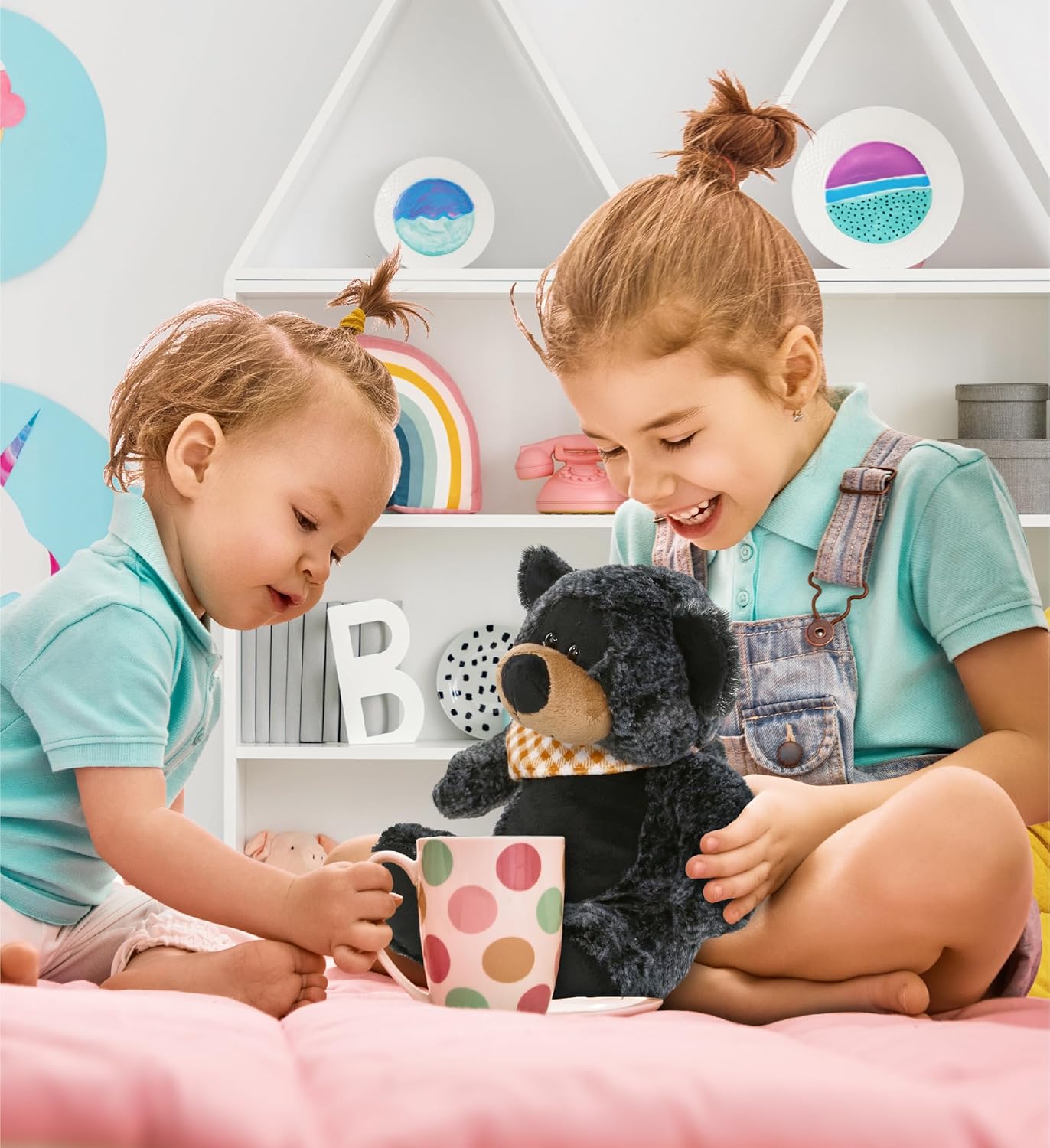 DolliBu Plush Black Bear Stuffed Animal - 8 Inch
