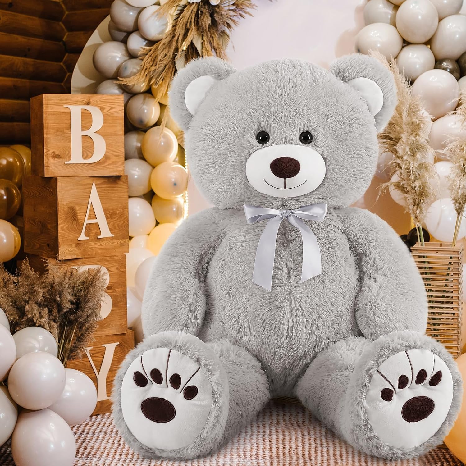 MorisMos 36in Giant Gray Teddy Bear Plush Toy